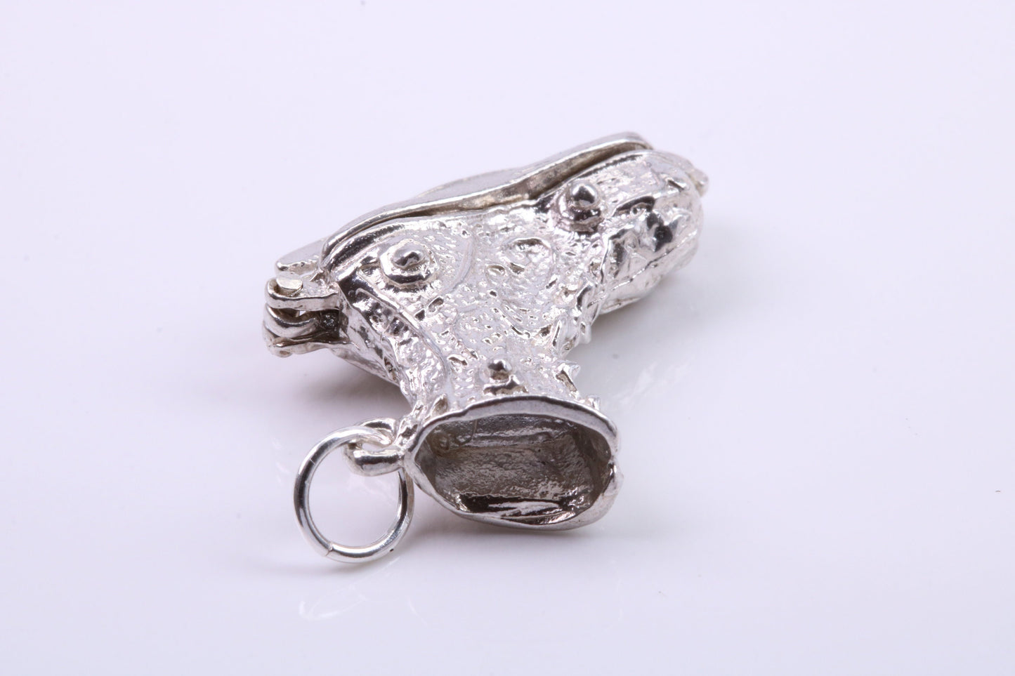 Large Ski Boot Charm, Traditional Charm, Made from Solid 925 Grade Sterling Silver, Complete with Attachment Link
