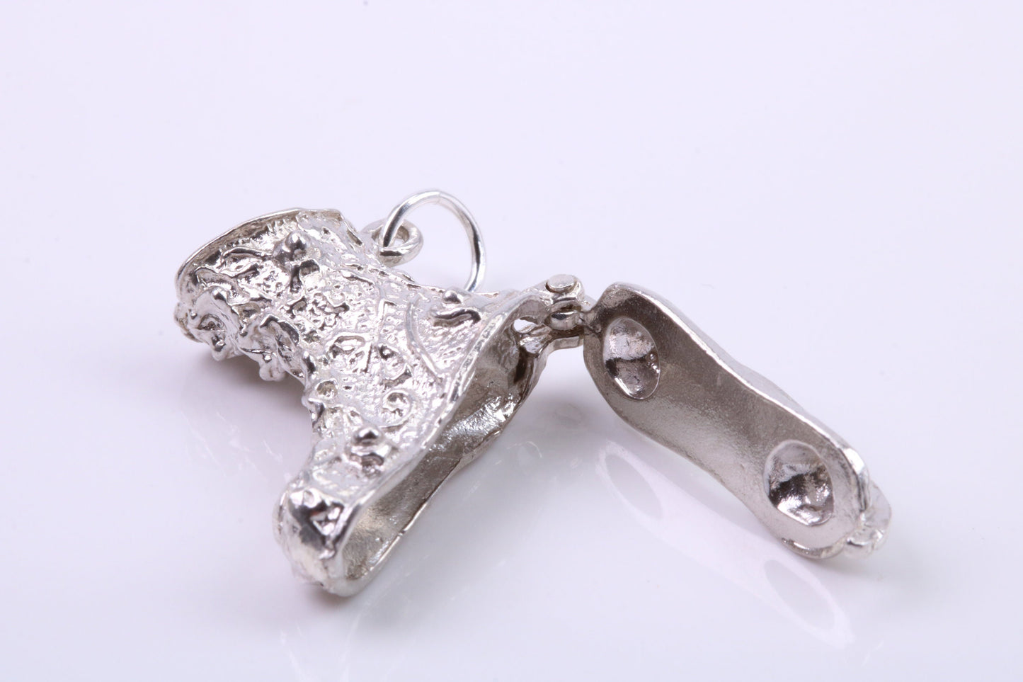 Large Ski Boot Charm, Traditional Charm, Made from Solid 925 Grade Sterling Silver, Complete with Attachment Link