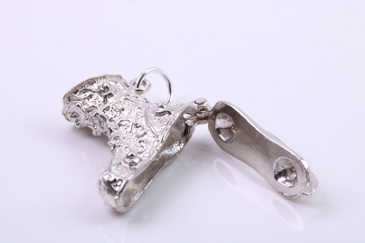 Large Ski Boot Charm, Traditional Charm, Made from Solid 925 Grade Sterling Silver, Complete with Attachment Link