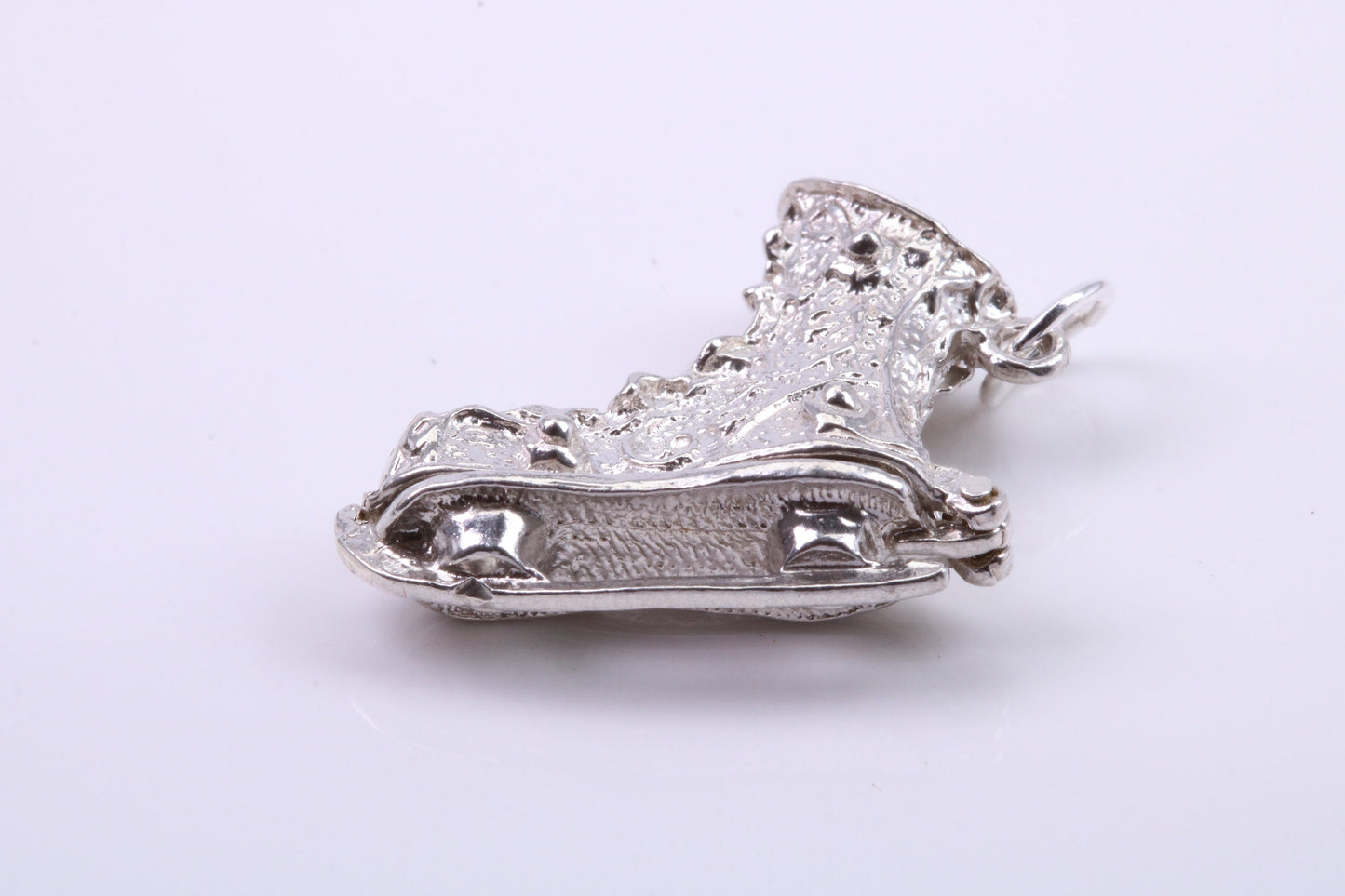 Large Ski Boot Charm, Traditional Charm, Made from Solid 925 Grade Sterling Silver, Complete with Attachment Link
