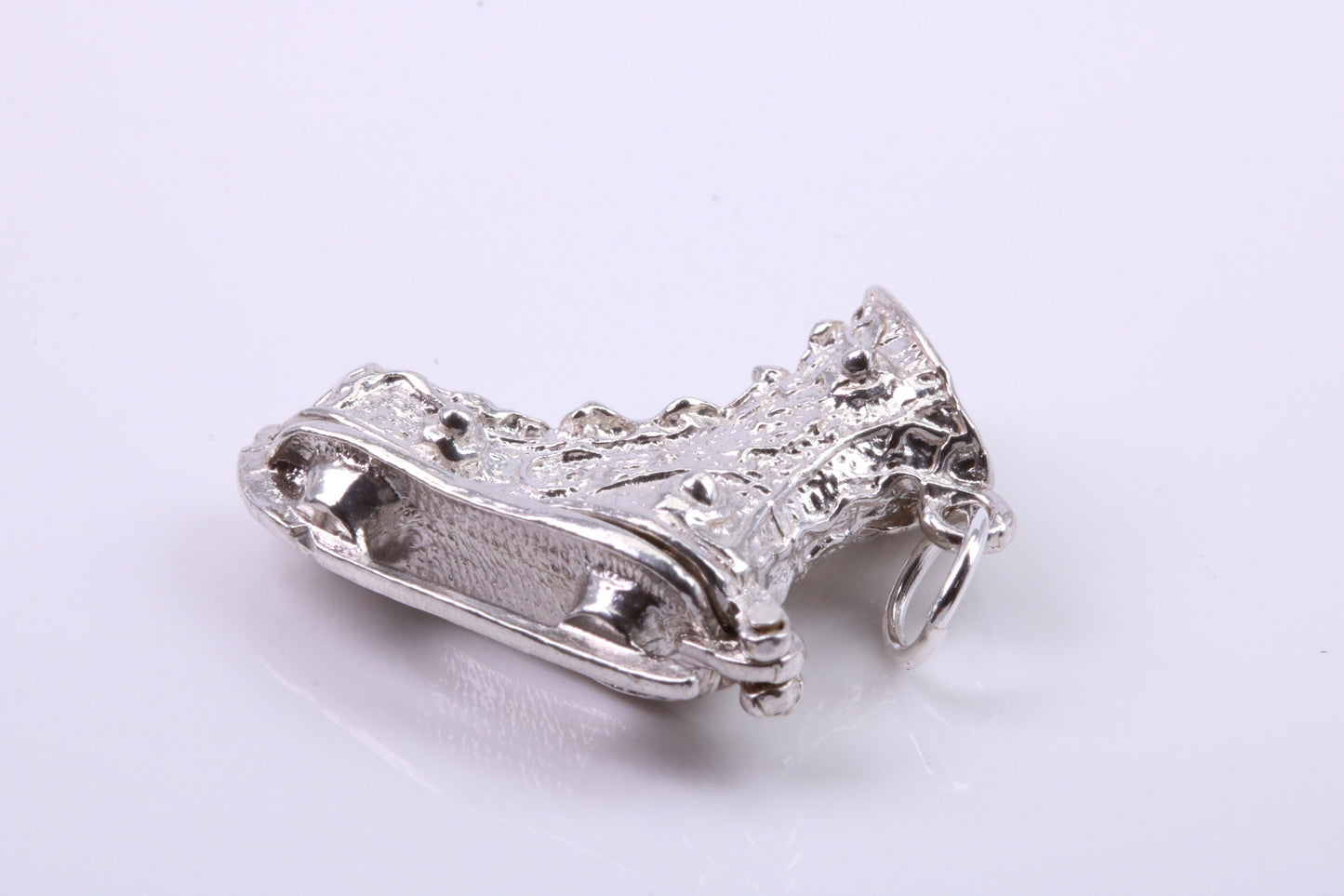 Large Ski Boot Charm, Traditional Charm, Made from Solid 925 Grade Sterling Silver, Complete with Attachment Link
