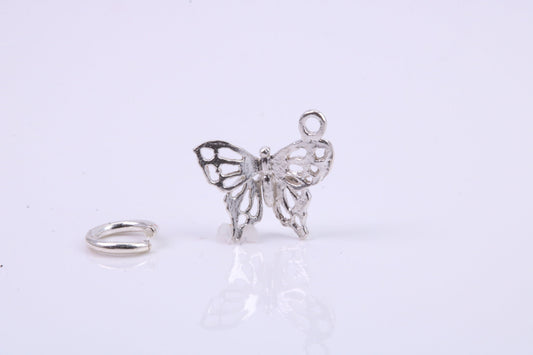 Butterfly Charm, Traditional Charm, Made from Solid 925 Grade Sterling Silver, Complete with Attachment Link