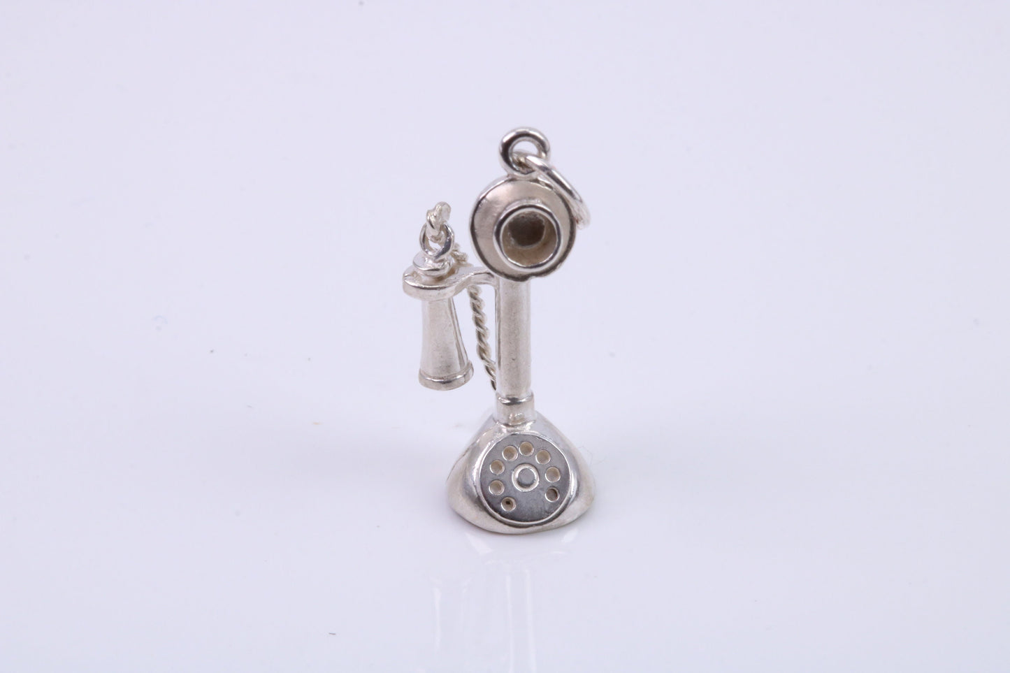 Vintage Phone Charm, Traditional Charm, Made from Solid 925 Grade Sterling Silver, Complete with Attachment Link