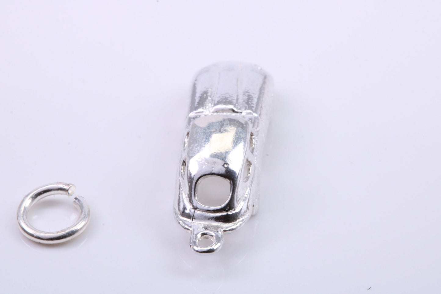 E Type Jaguar Car Charm, Traditional Charm, Made from Solid 925 Grade Sterling Silver, Complete with Attachment Link
