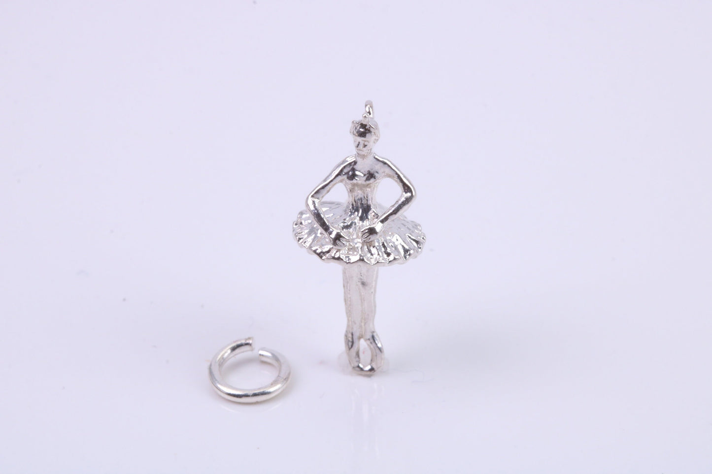Ballerina Charm, Traditional Charm, Made from Solid 925 Grade Sterling Silver, Complete with Attachment Link