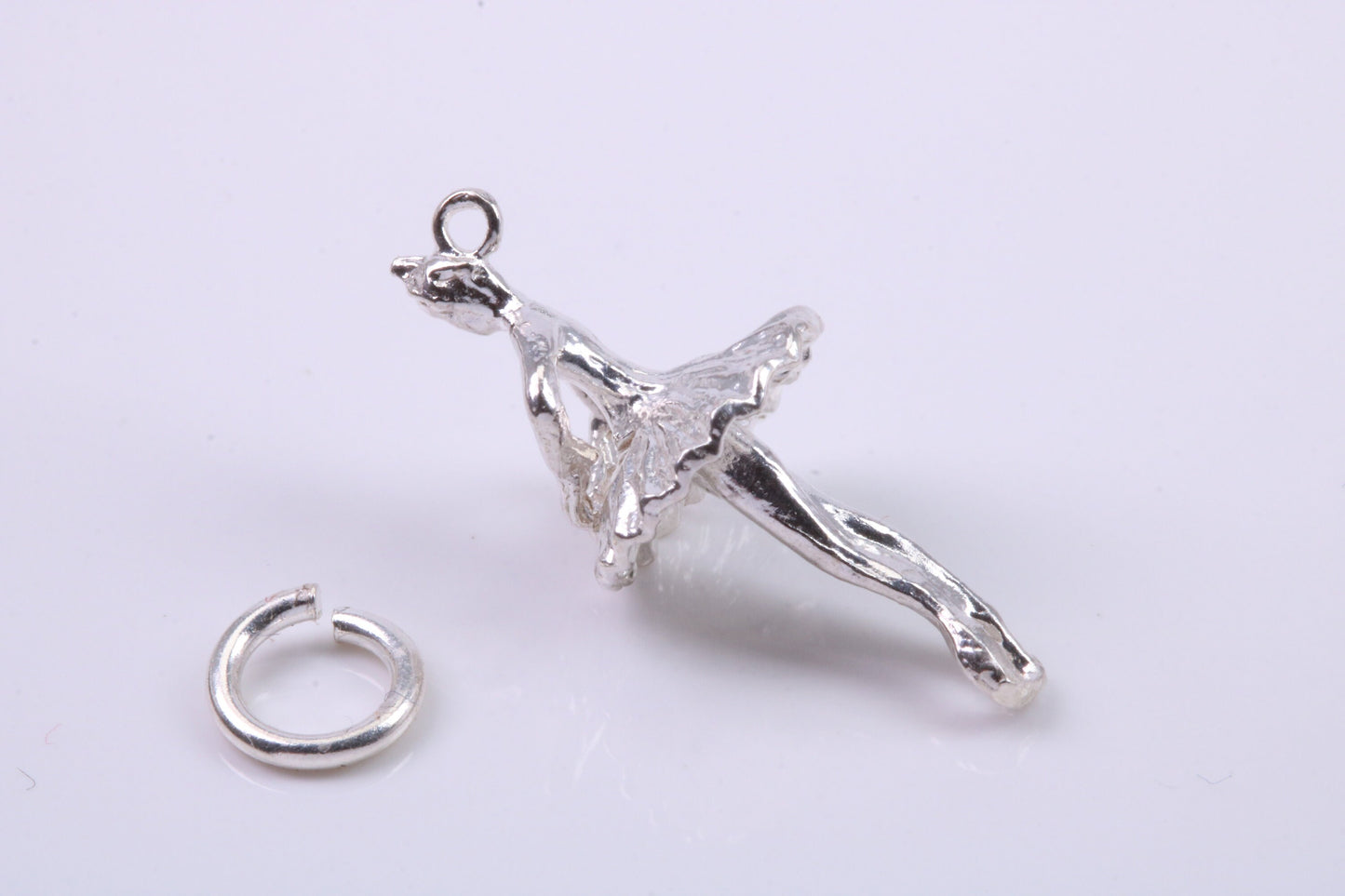 Ballerina Charm, Traditional Charm, Made from Solid 925 Grade Sterling Silver, Complete with Attachment Link