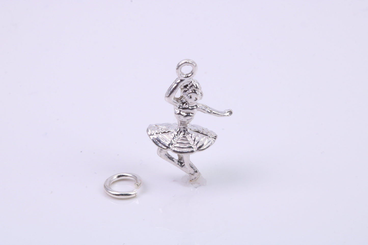 Ballerina Charm, Traditional Charm, Made from Solid 925 Grade Sterling Silver, Complete with Attachment Link