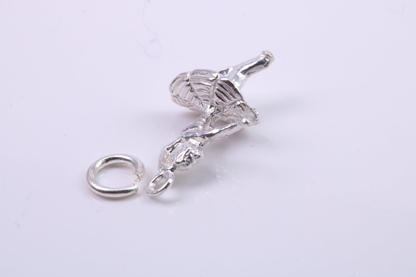 Ballerina Charm, Traditional Charm, Made from Solid 925 Grade Sterling Silver, Complete with Attachment Link