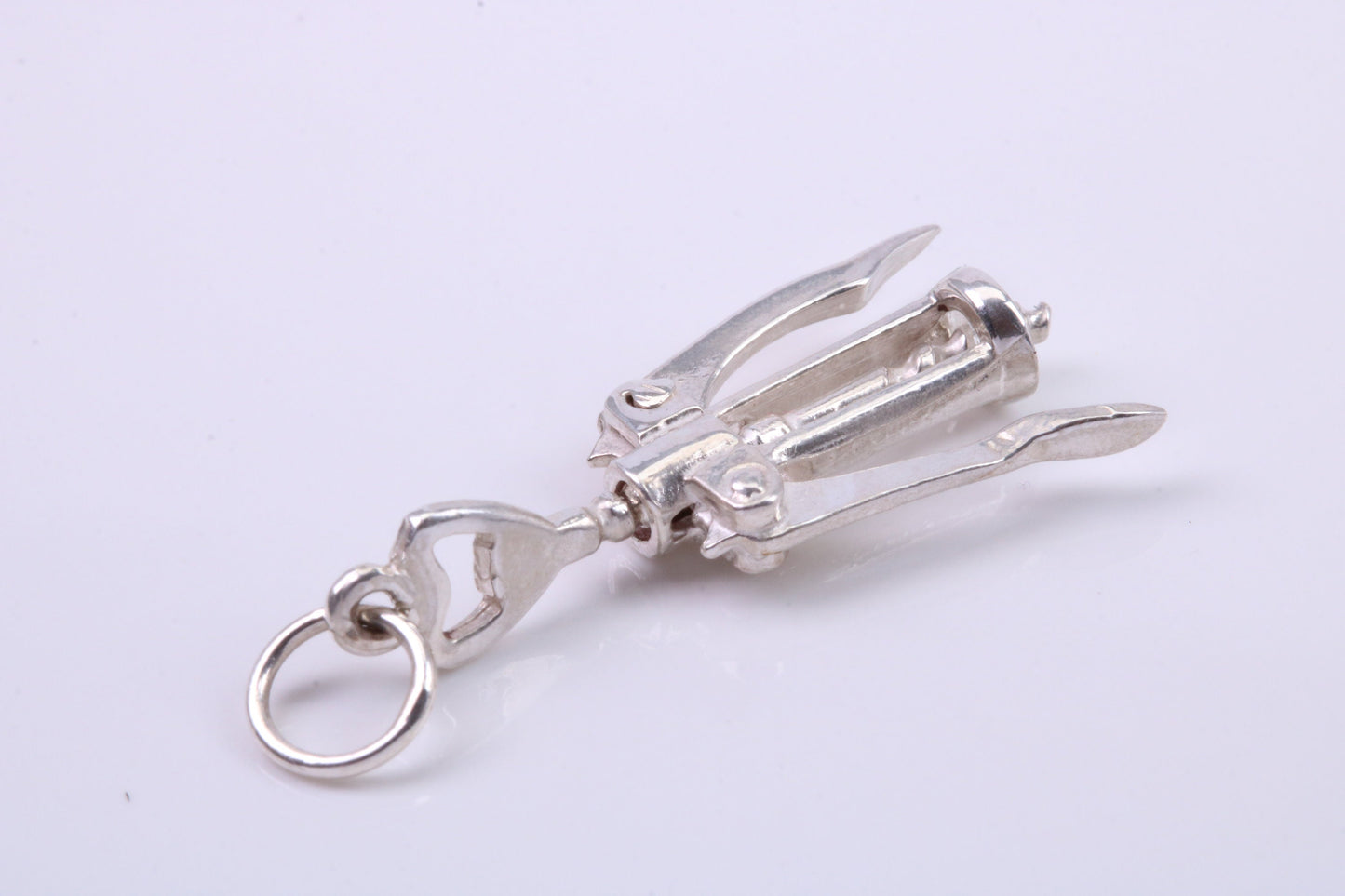 Wine Bottle Opener Charm, Traditional Charm, Made from Solid 925 Grade Sterling Silver, Complete with Attachment Link