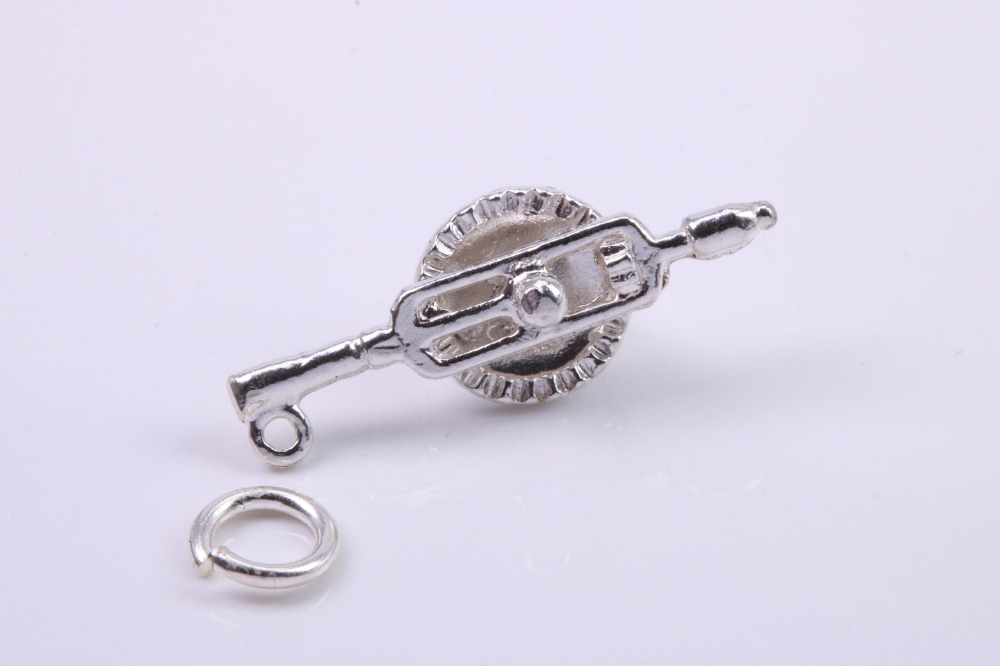 Hand Drill Charm, Traditional Charm, Made from Solid 925 Grade Sterling Silver, Complete with Attachment Link