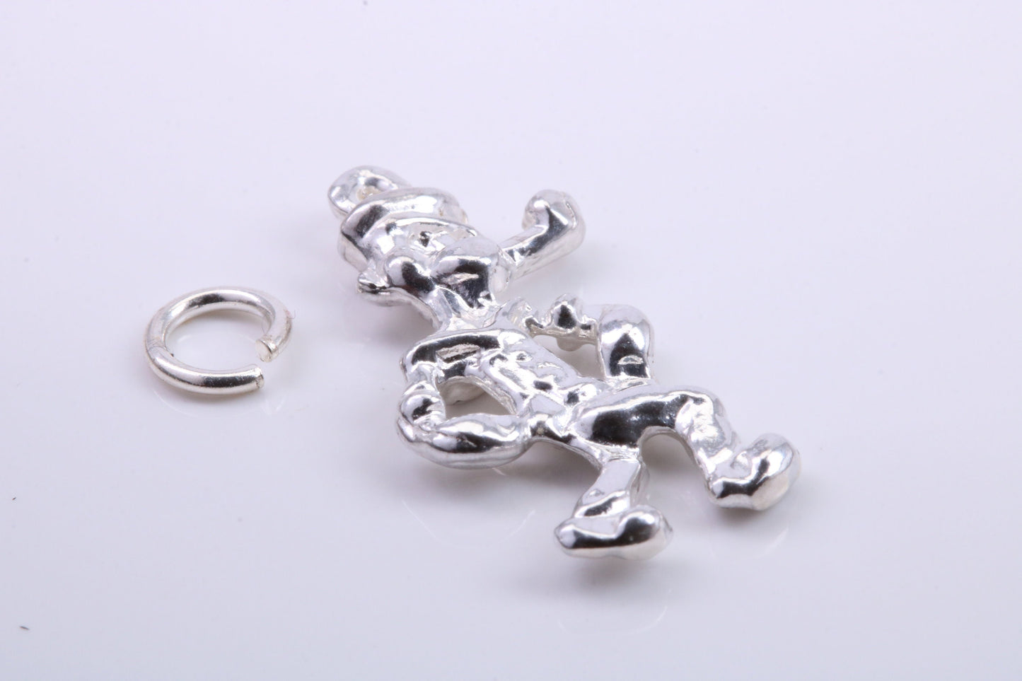 Popeye Charm, Traditional Charm, Made from Solid 925 Grade Sterling Silver, Complete with Attachment Link
