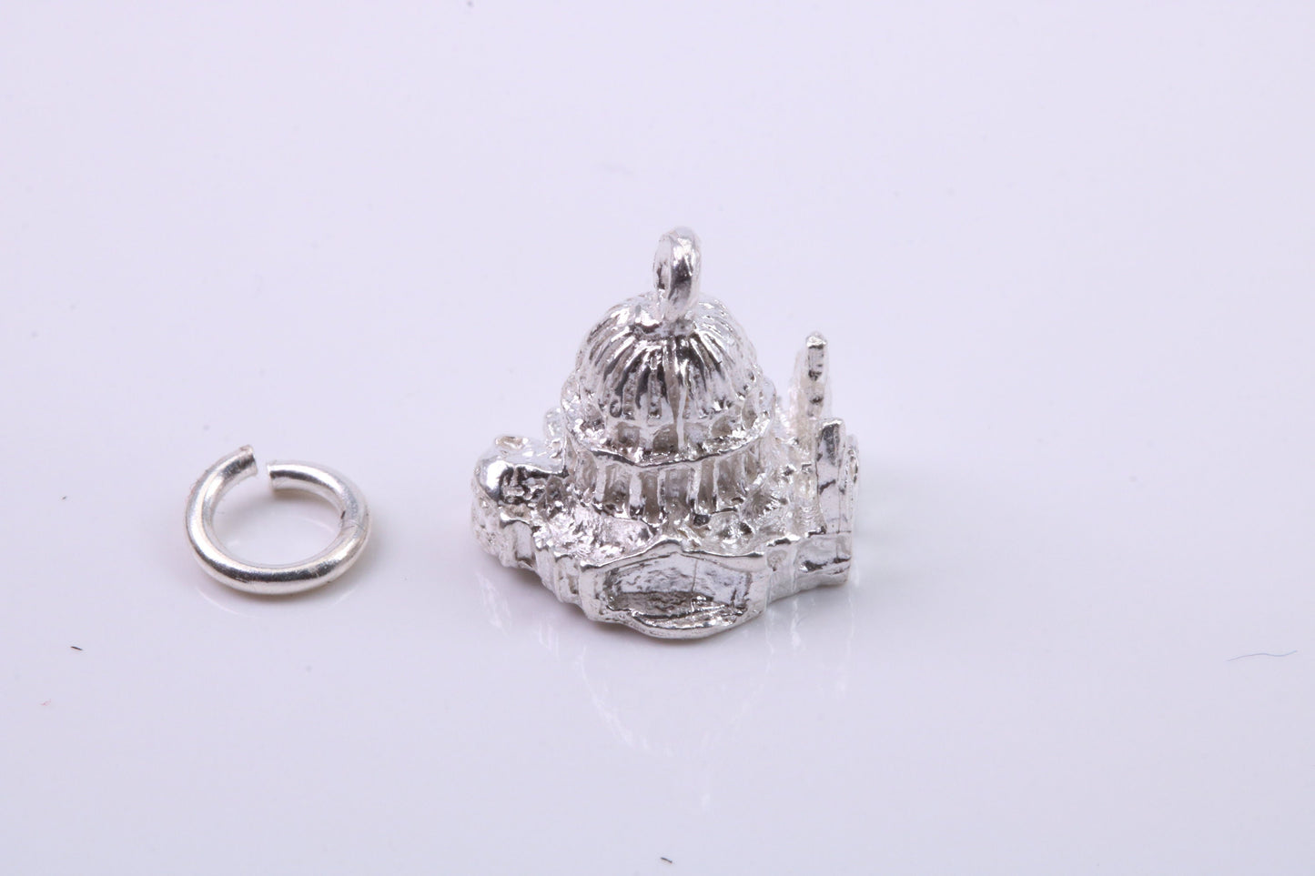 Domed Cathedral Charm, Traditional Charm, Made from Solid 925 Grade Sterling Silver, Complete with Attachment Link