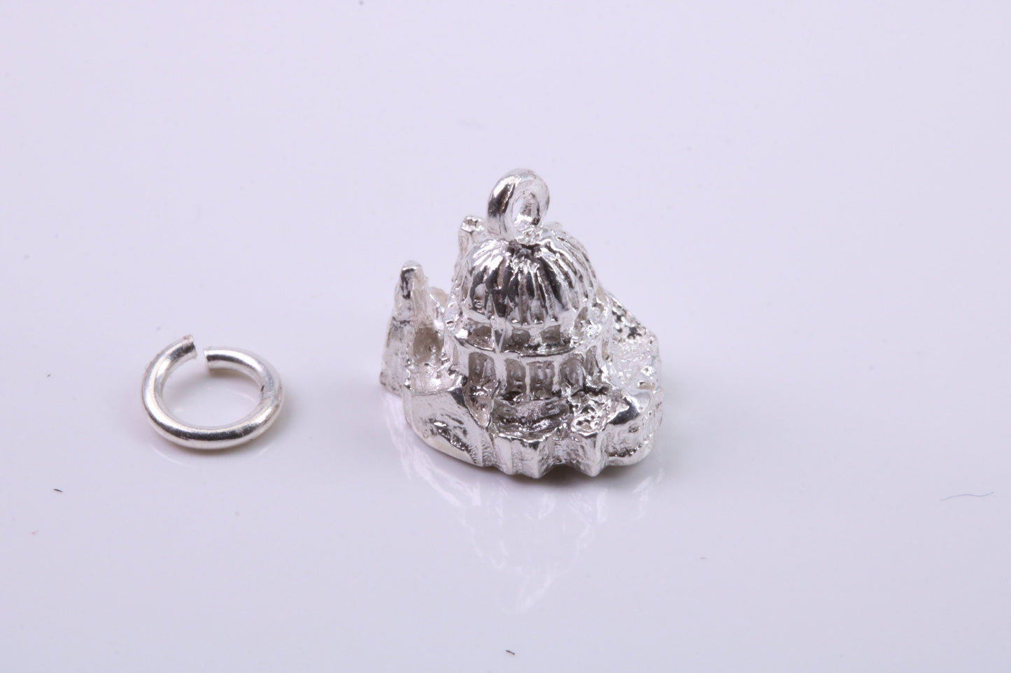 Domed Cathedral Charm, Traditional Charm, Made from Solid 925 Grade Sterling Silver, Complete with Attachment Link
