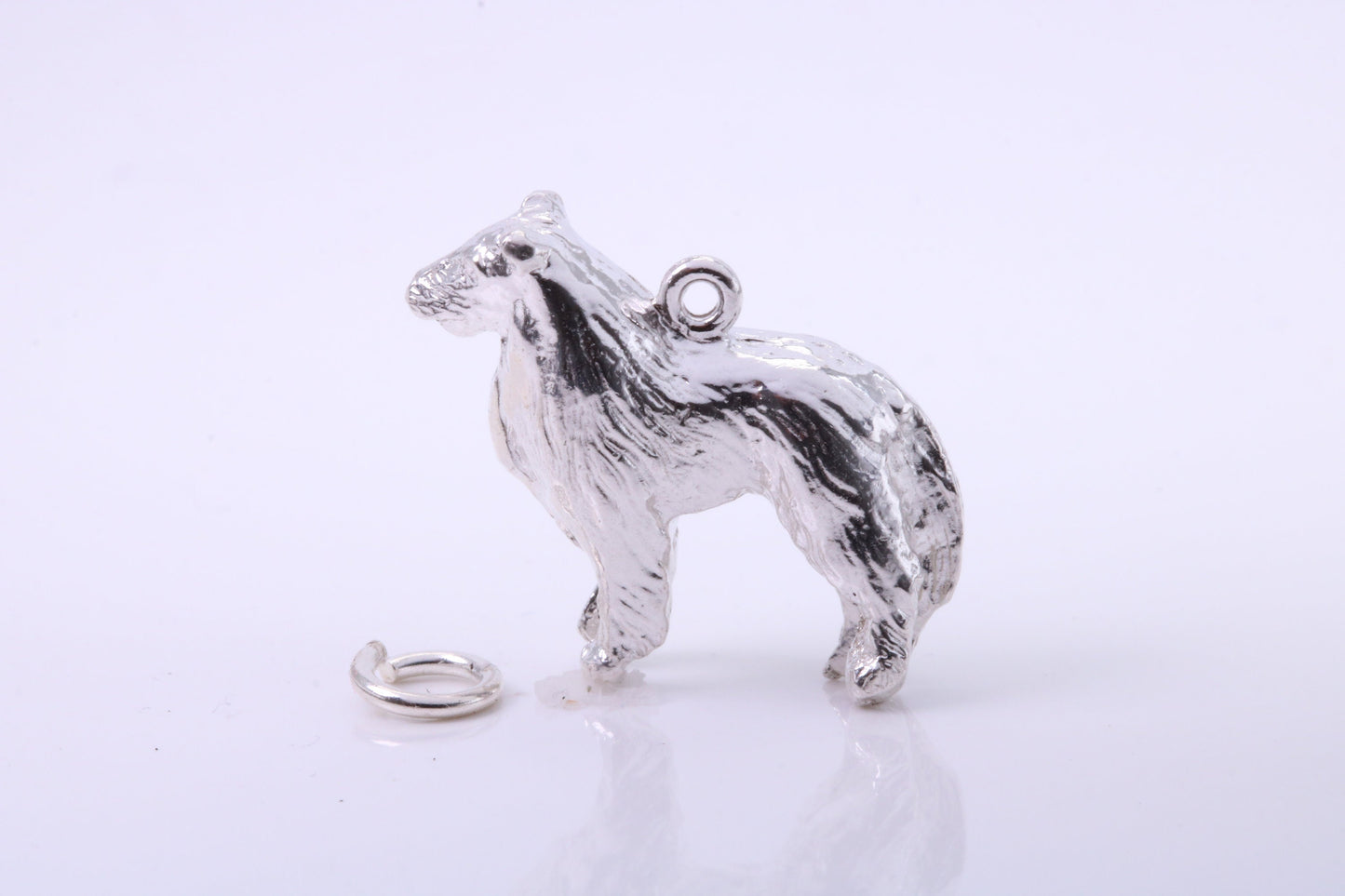 Collie Dog Charm, Traditional Charm, Made from Solid 925 Grade Sterling Silver, Complete with Attachment Link