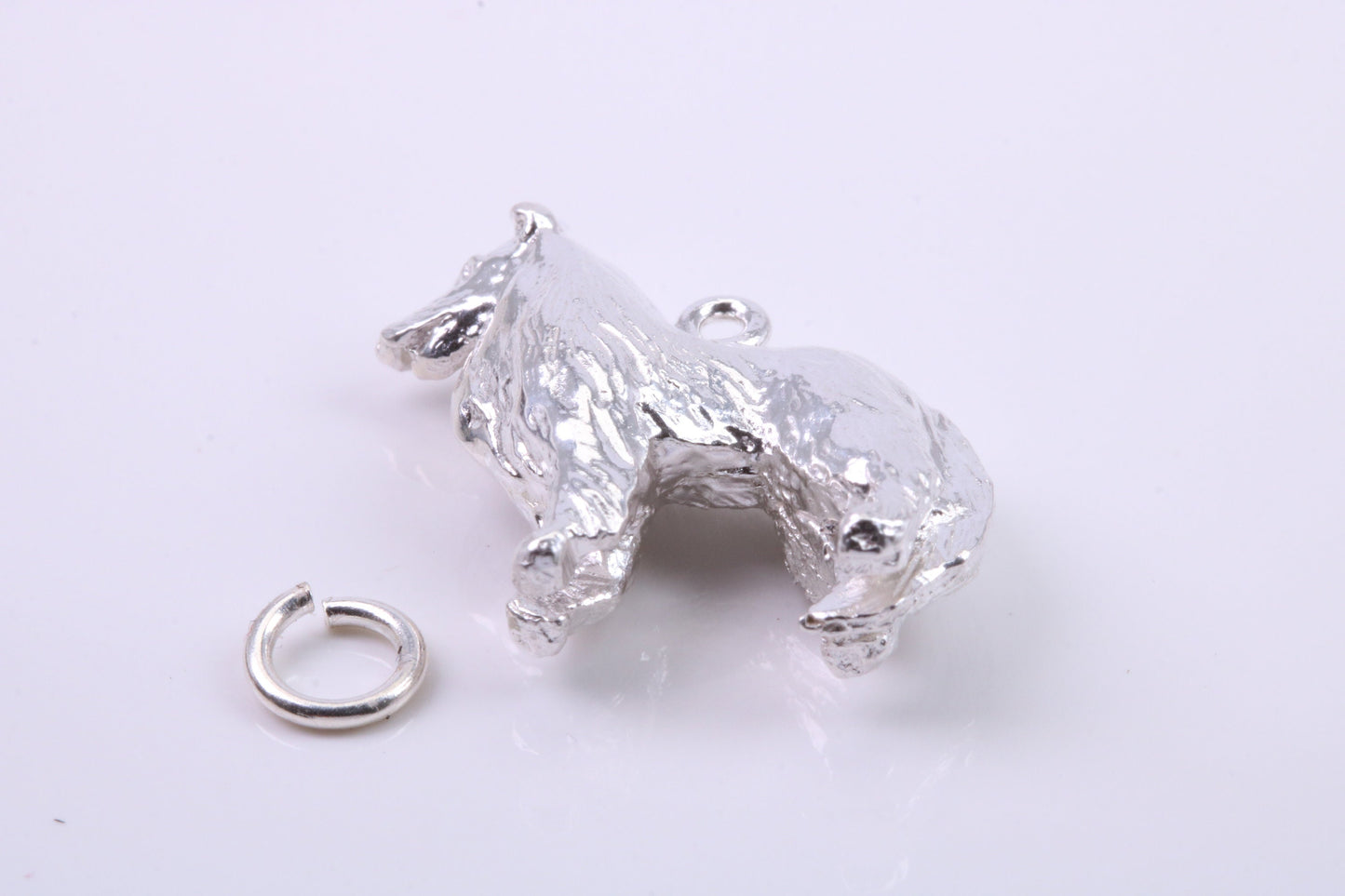 Collie Dog Charm, Traditional Charm, Made from Solid 925 Grade Sterling Silver, Complete with Attachment Link