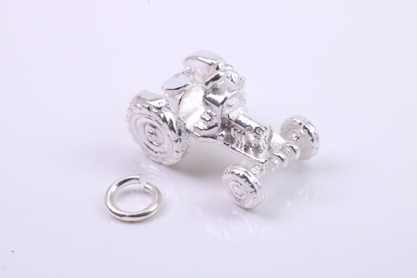 Farm Tractor Charm, Traditional Charm, Made from Solid 925 Grade Sterling Silver, Complete with Attachment Link
