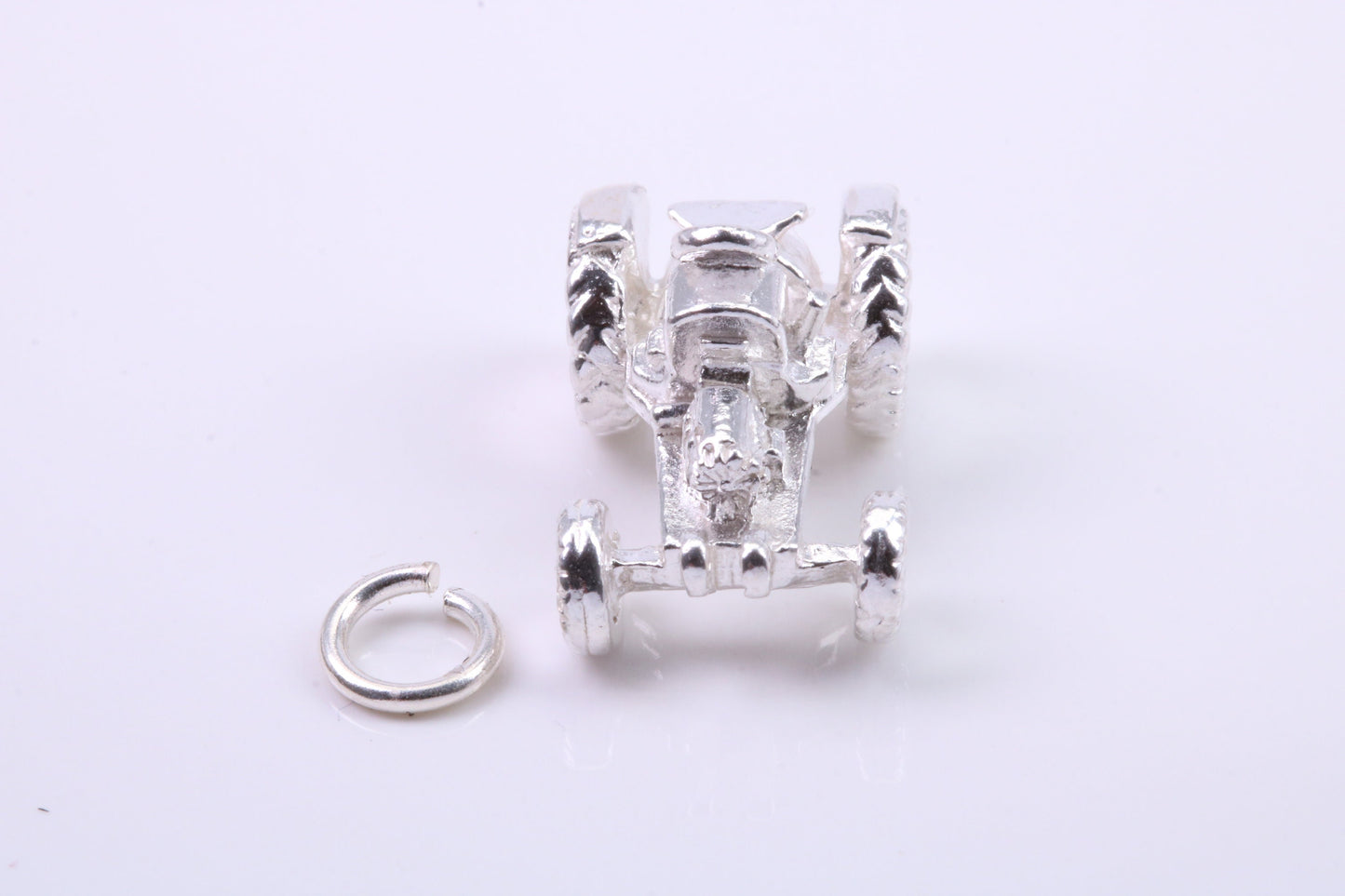 Farm Tractor Charm, Traditional Charm, Made from Solid 925 Grade Sterling Silver, Complete with Attachment Link