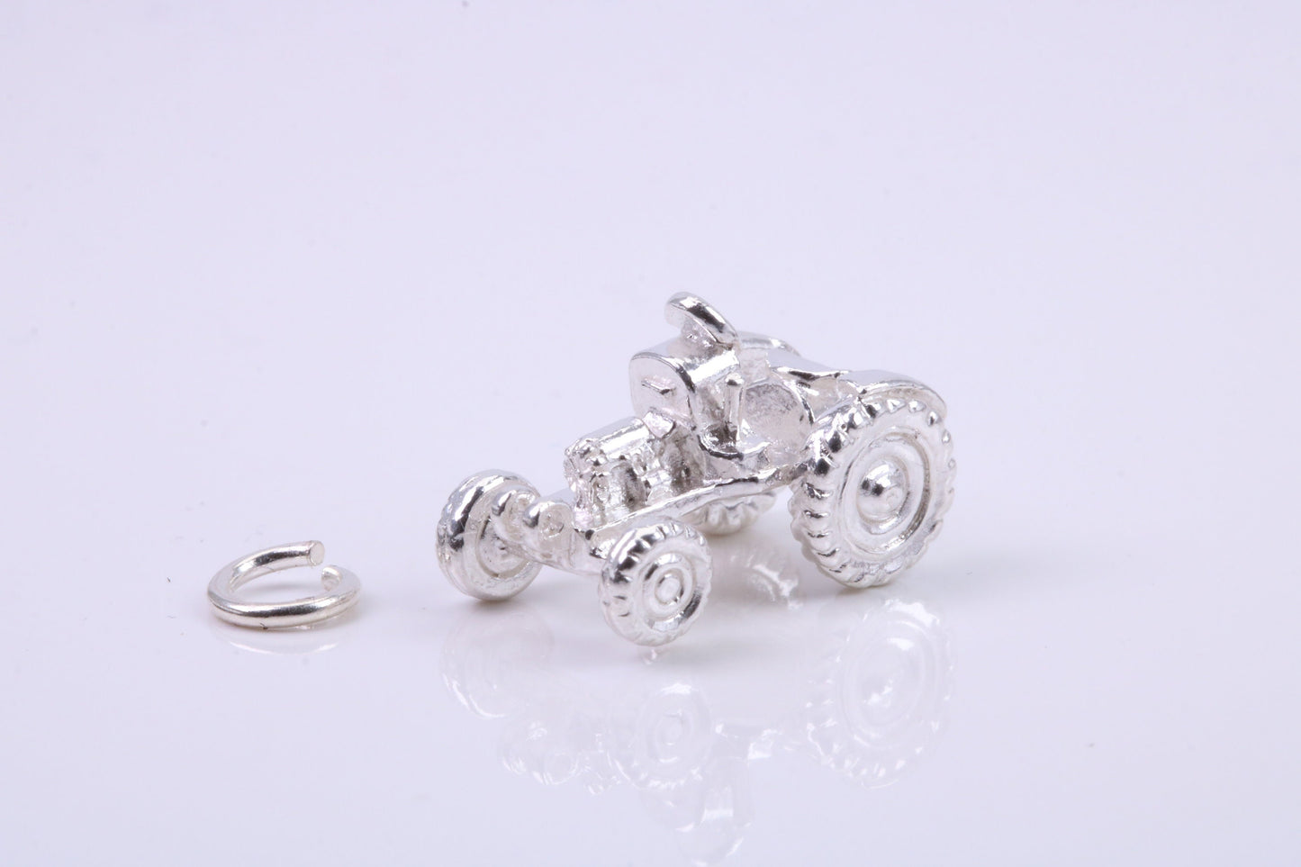 Farm Tractor Charm, Traditional Charm, Made from Solid 925 Grade Sterling Silver, Complete with Attachment Link