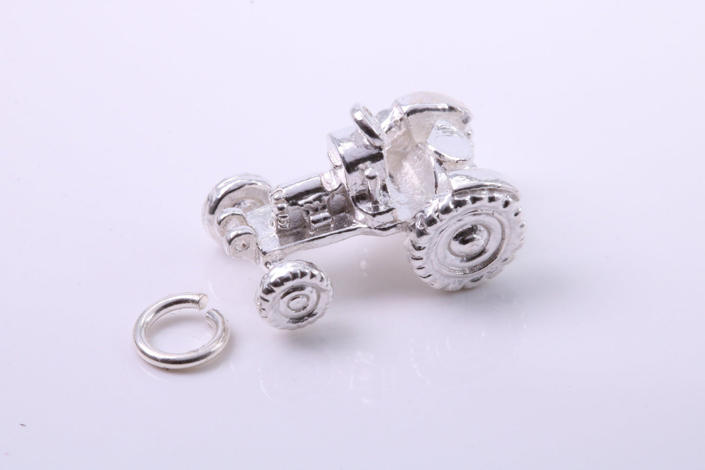Farm Tractor Charm, Traditional Charm, Made from Solid 925 Grade Sterling Silver, Complete with Attachment Link