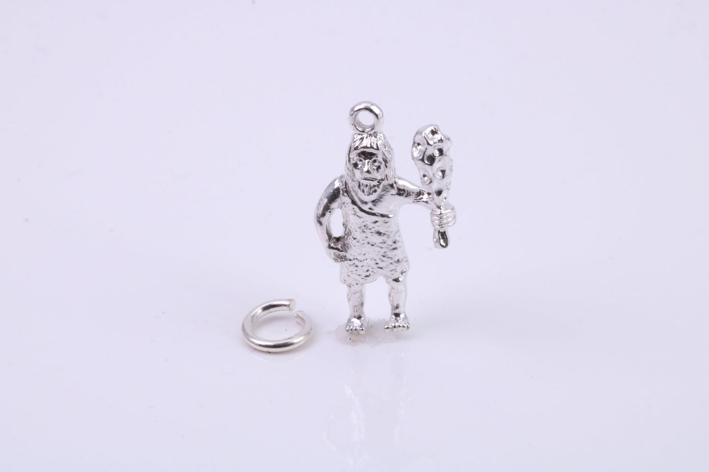 Caveman Charm, Traditional Charm, Made from Solid 925 Grade Sterling Silver, Complete with Attachment Link