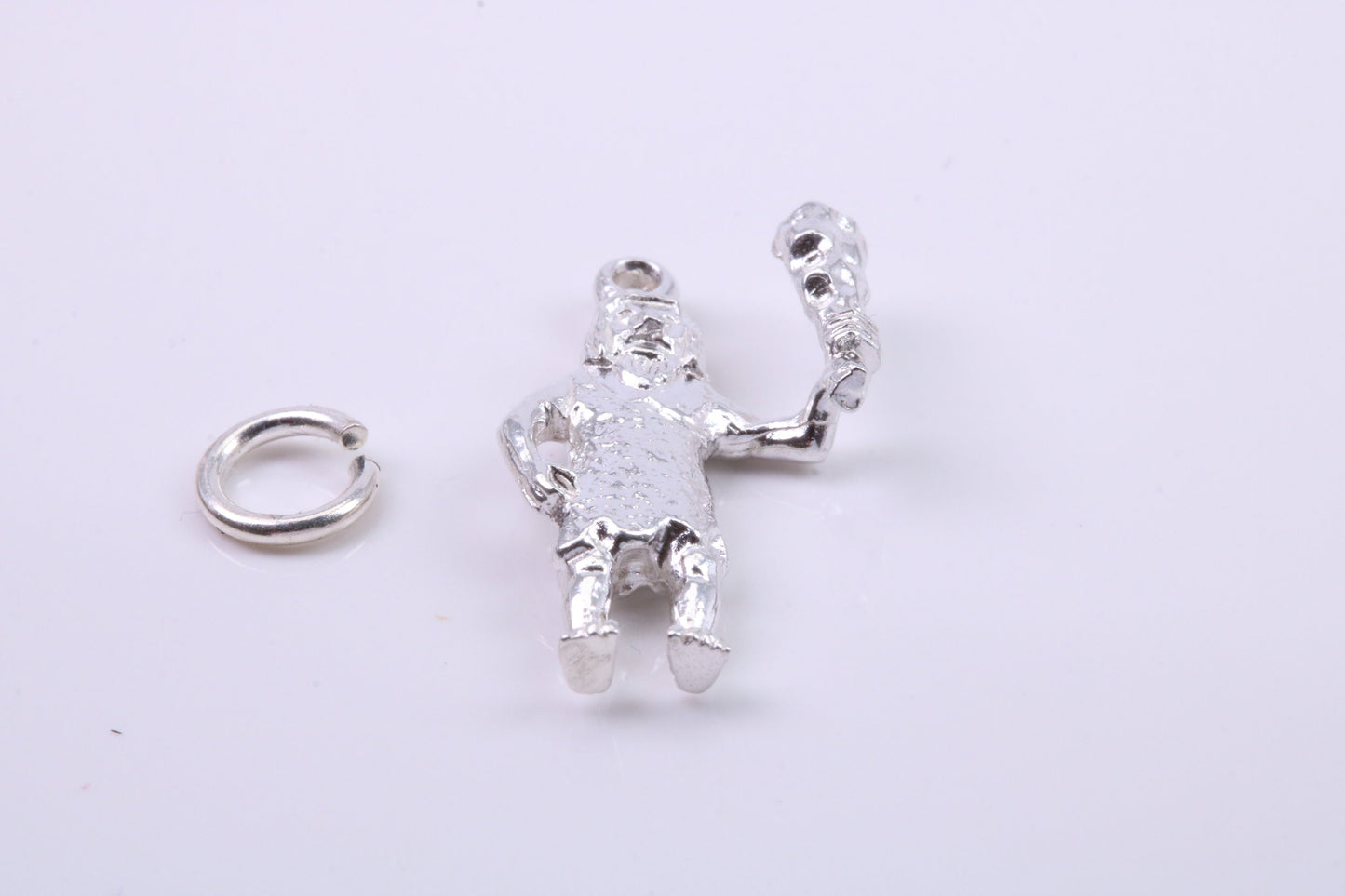 Caveman Charm, Traditional Charm, Made from Solid 925 Grade Sterling Silver, Complete with Attachment Link