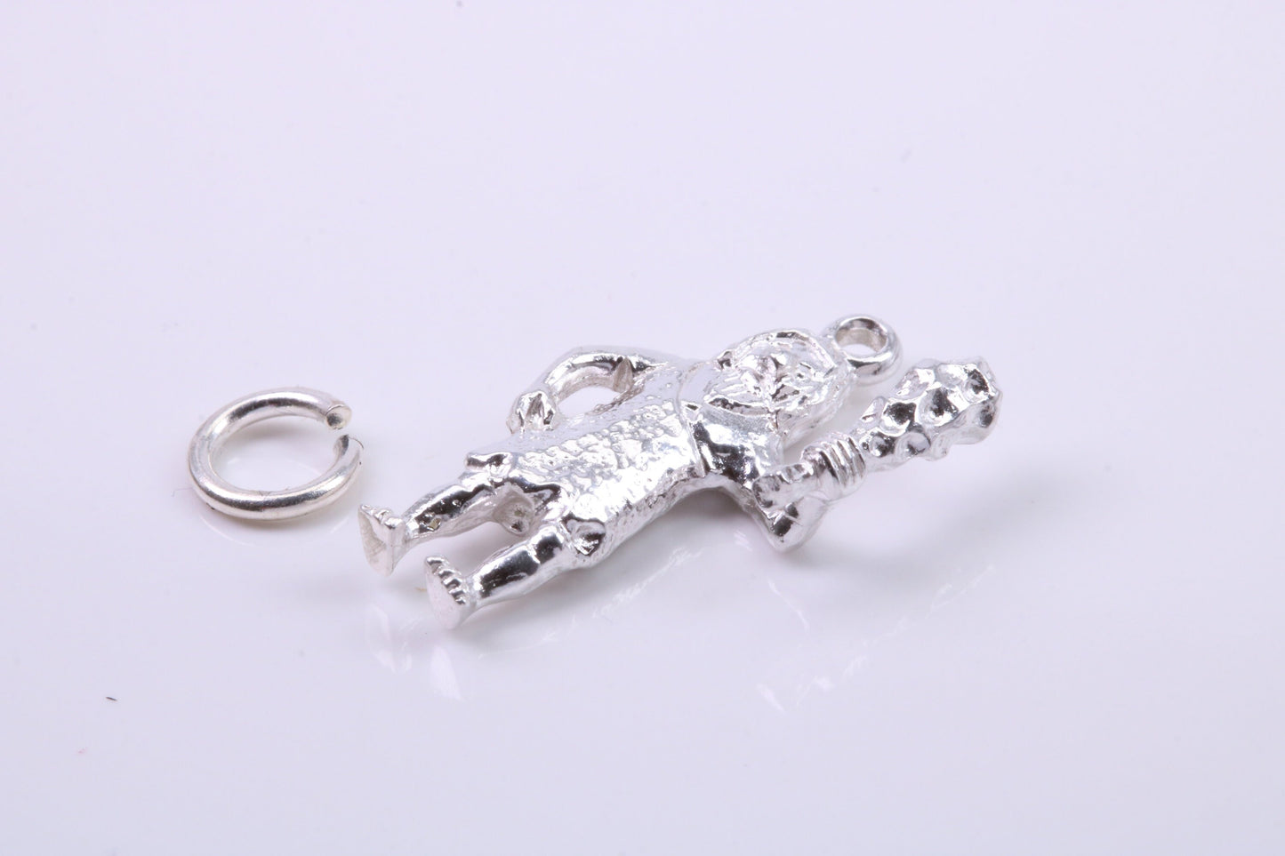 Caveman Charm, Traditional Charm, Made from Solid 925 Grade Sterling Silver, Complete with Attachment Link