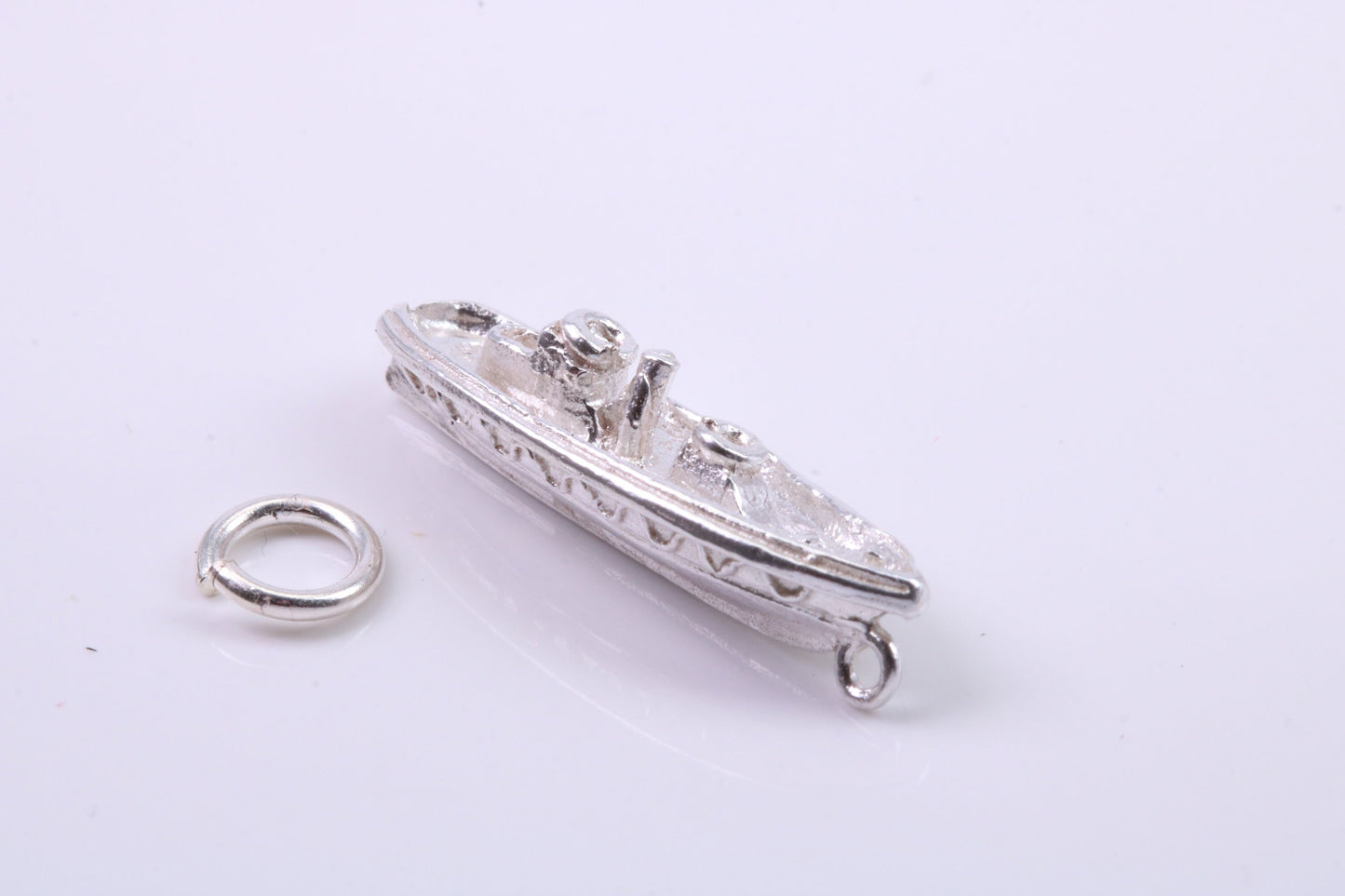 Speed Boat Charm, Traditional Charm, Made from Solid 925 Grade Sterling Silver, Complete with Attachment Link