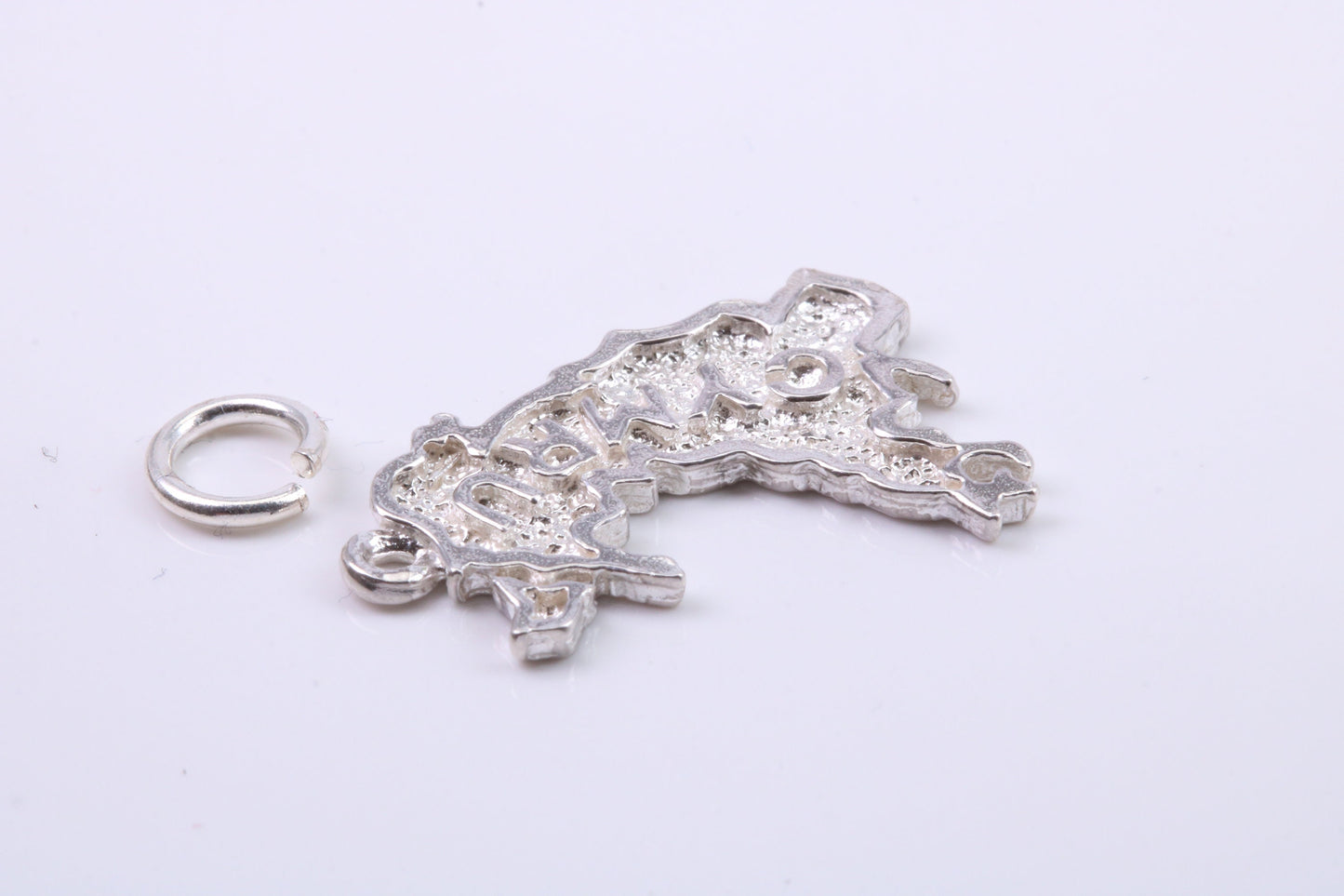 Map of Cymru Charm, Traditional Charm, Made from Solid 925 Grade Sterling Silver, Complete with Attachment Link