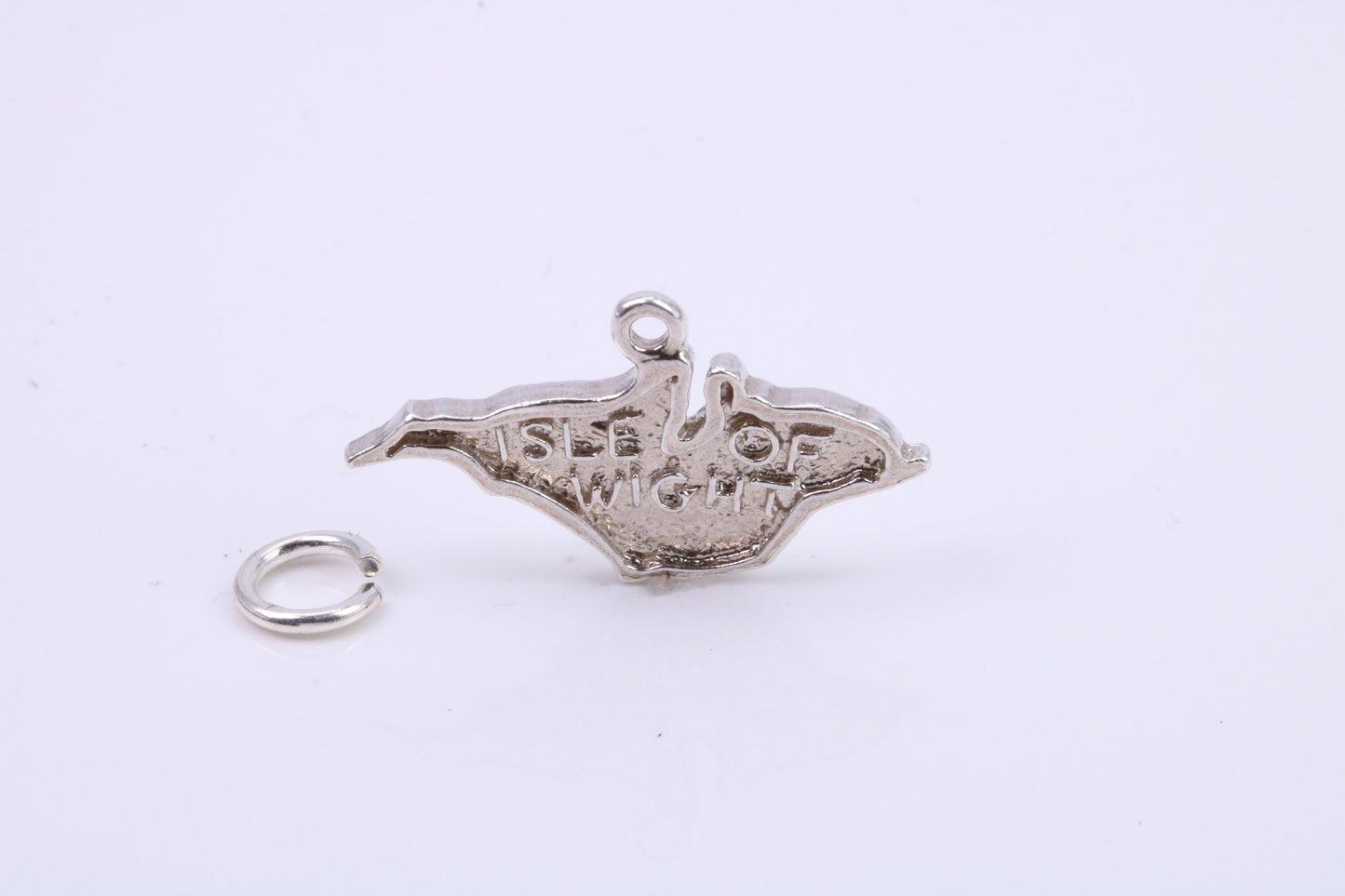 Map of Isle of White Charm, Traditional Charm, Made from Solid 925 Grade Sterling Silver, Complete with Attachment Link