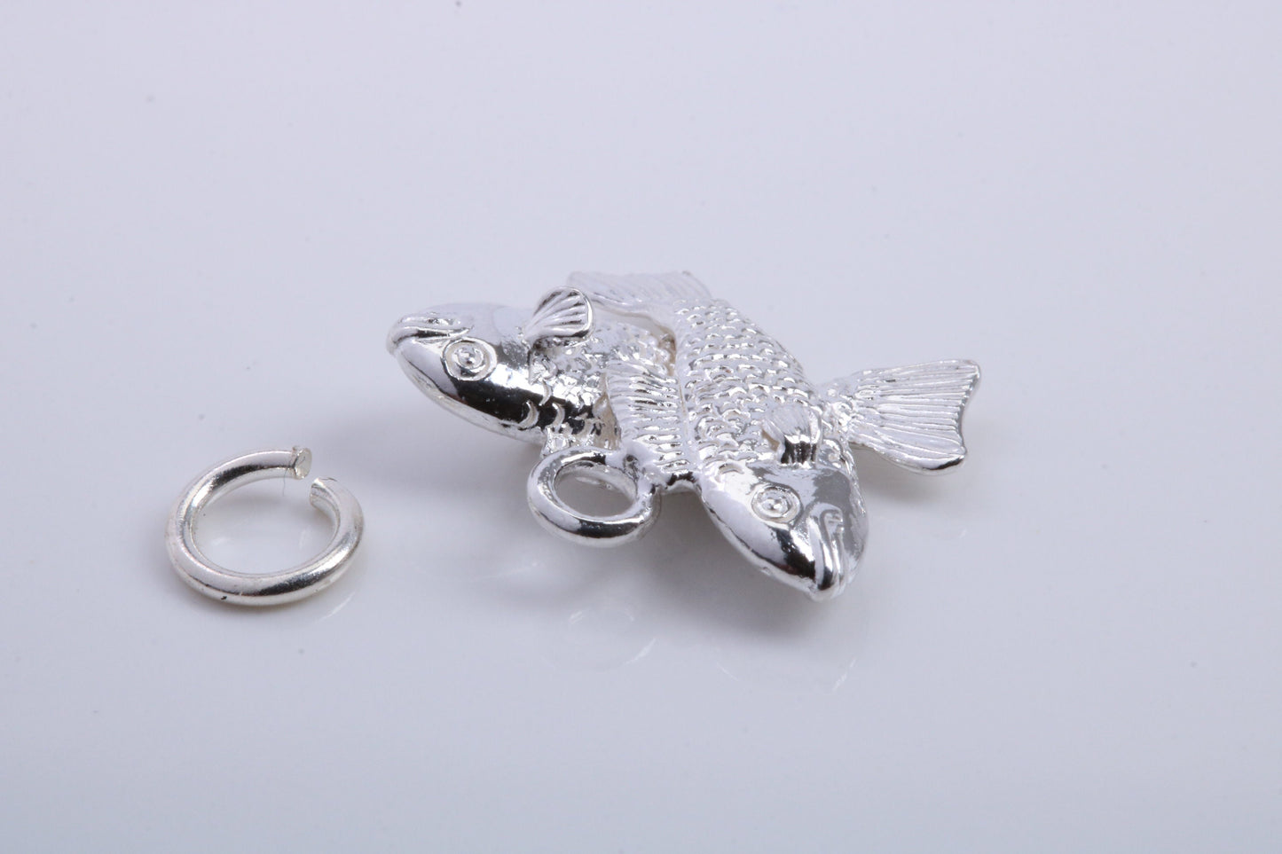 Pisces Zodiac Sign Charm, Traditional Charm, Made from Solid 925 Grade Sterling Silver, Complete with Attachment Link