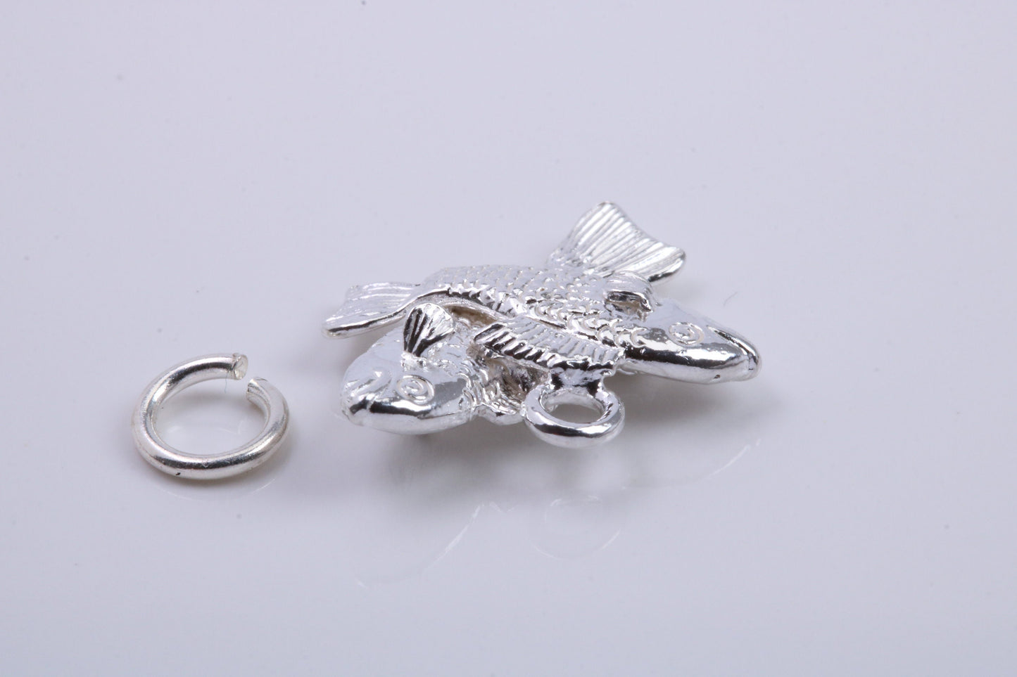 Pisces Zodiac Sign Charm, Traditional Charm, Made from Solid 925 Grade Sterling Silver, Complete with Attachment Link
