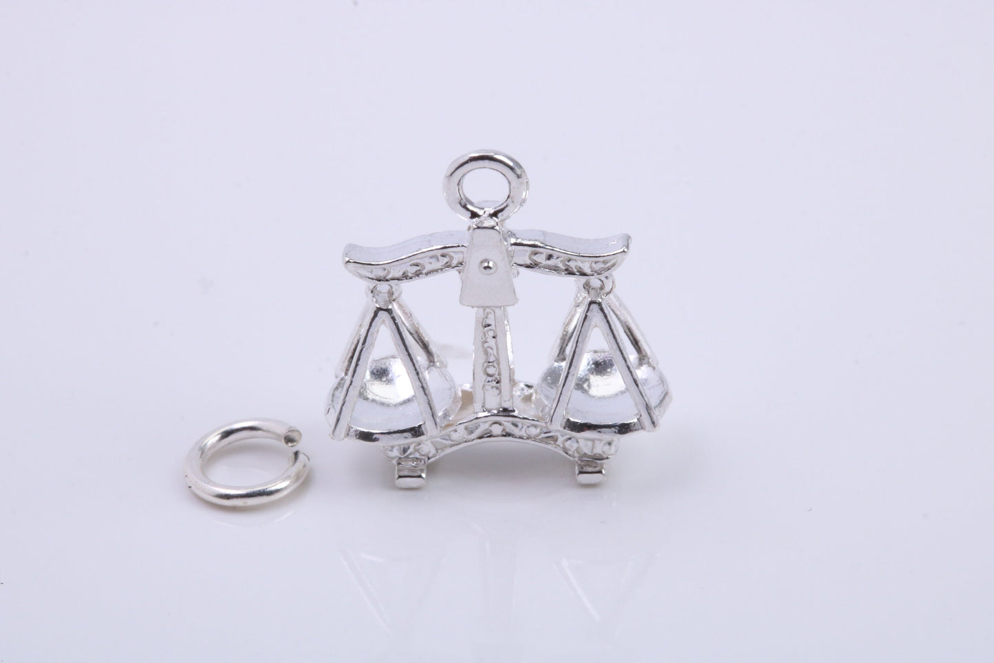 Libra Zodiac Sign Charm, Traditional Charm, Made from Solid 925 Grade Sterling Silver, Complete with Attachment Link