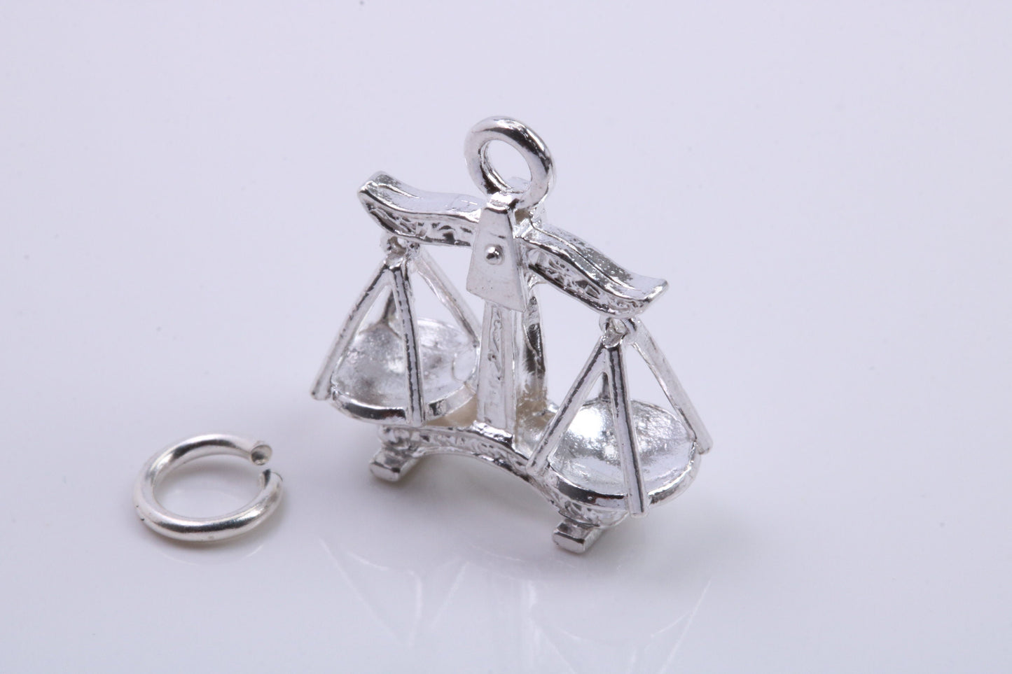 Libra Zodiac Sign Charm, Traditional Charm, Made from Solid 925 Grade Sterling Silver, Complete with Attachment Link