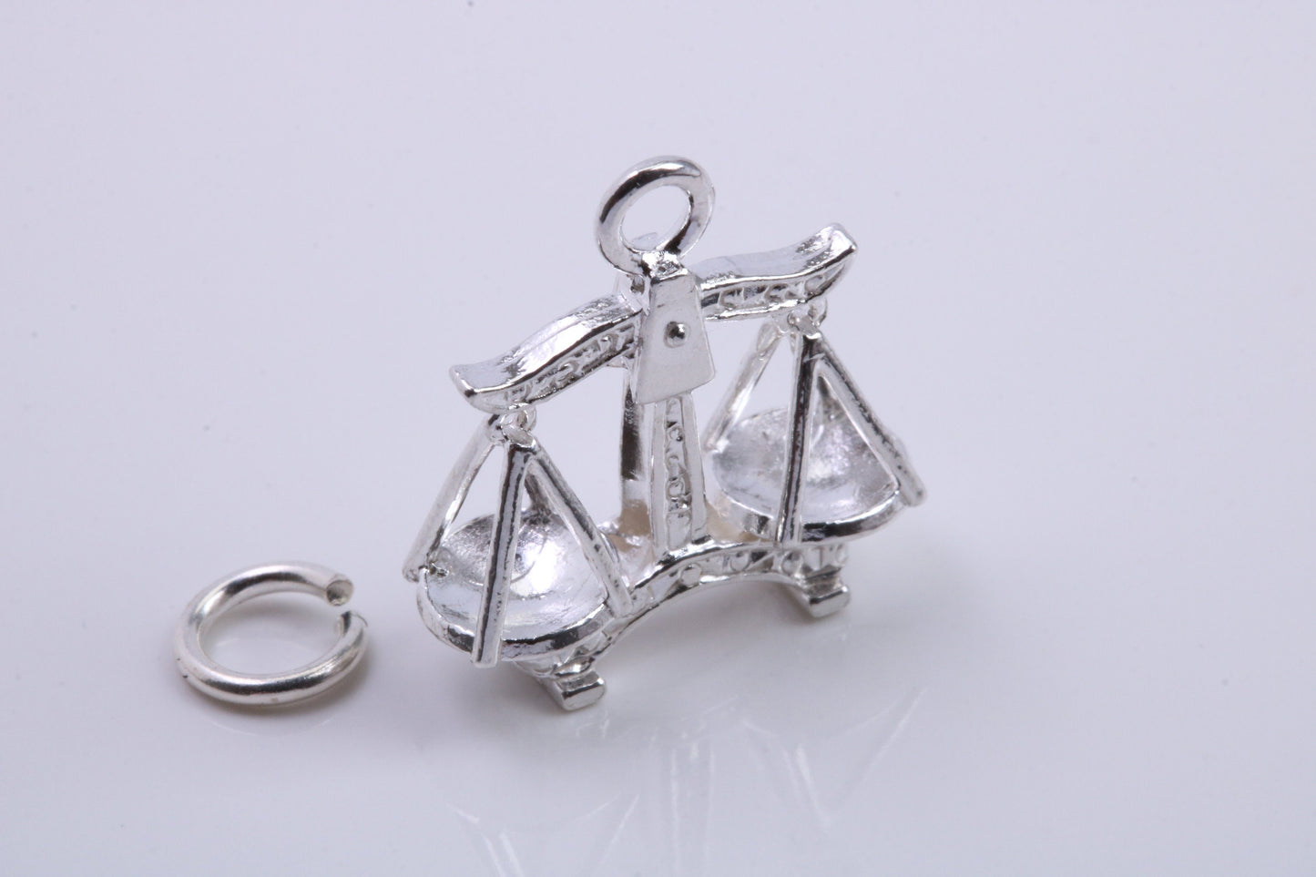 Libra Zodiac Sign Charm, Traditional Charm, Made from Solid 925 Grade Sterling Silver, Complete with Attachment Link