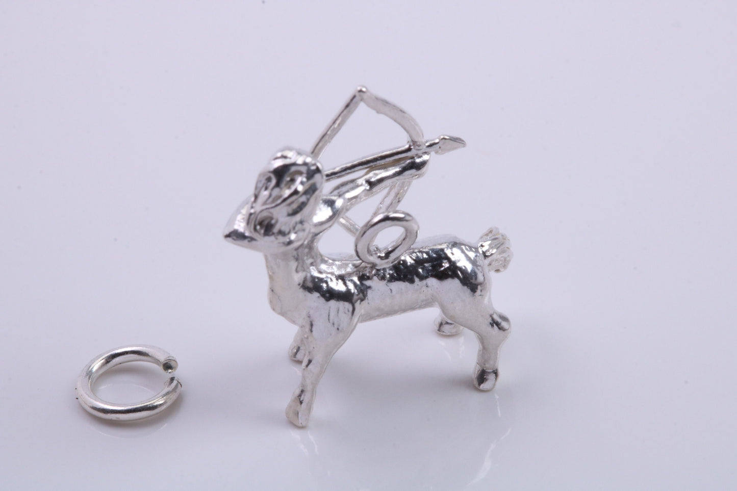 Sagittarius Zodiac Sign Charm, Traditional Charm, Made from Solid 925 Grade Sterling Silver, Complete with Attachment Link
