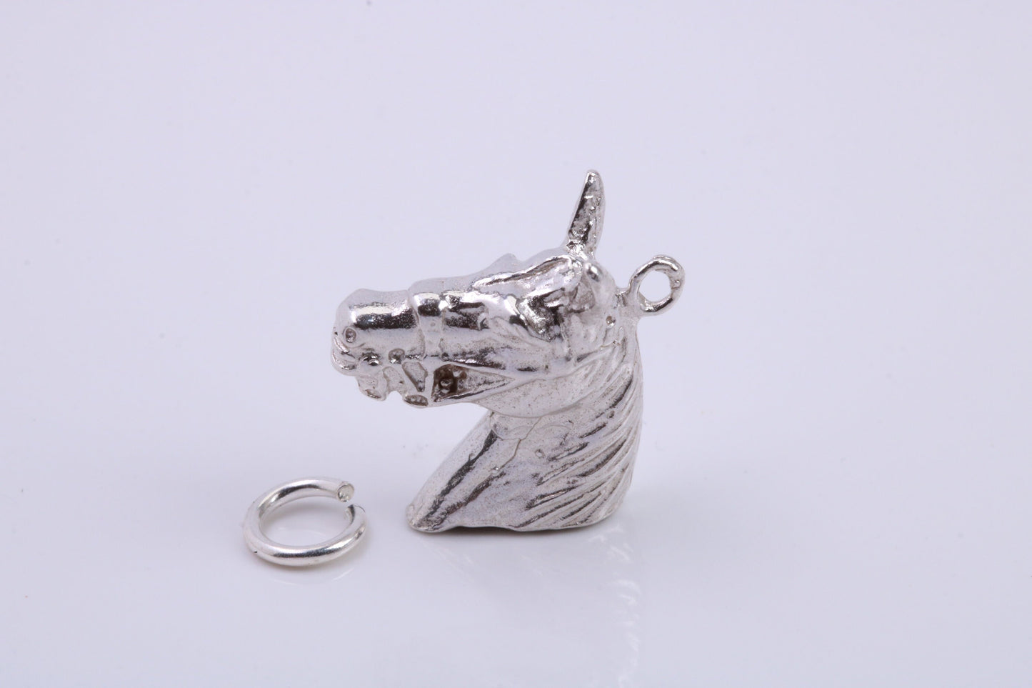 Horse Head Charm, Traditional Charm, Made from Solid 925 Grade Sterling Silver, Complete with Attachment Link