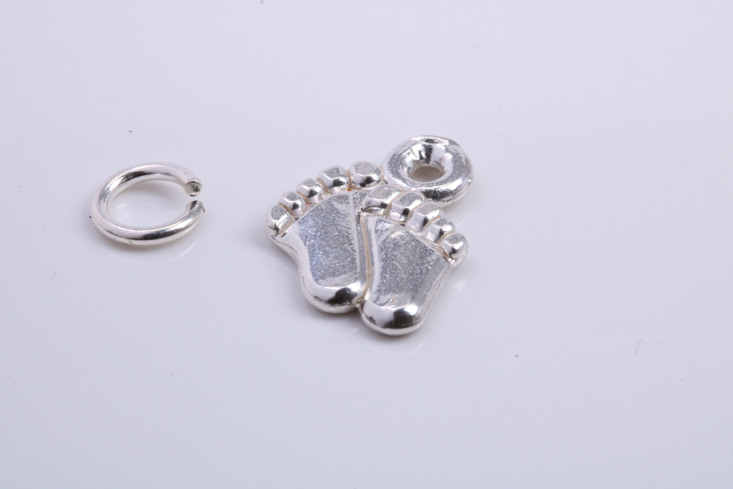 Feets Charm, Traditional Charm, Made from Solid 925 Grade Sterling Silver, Complete with Attachment Link