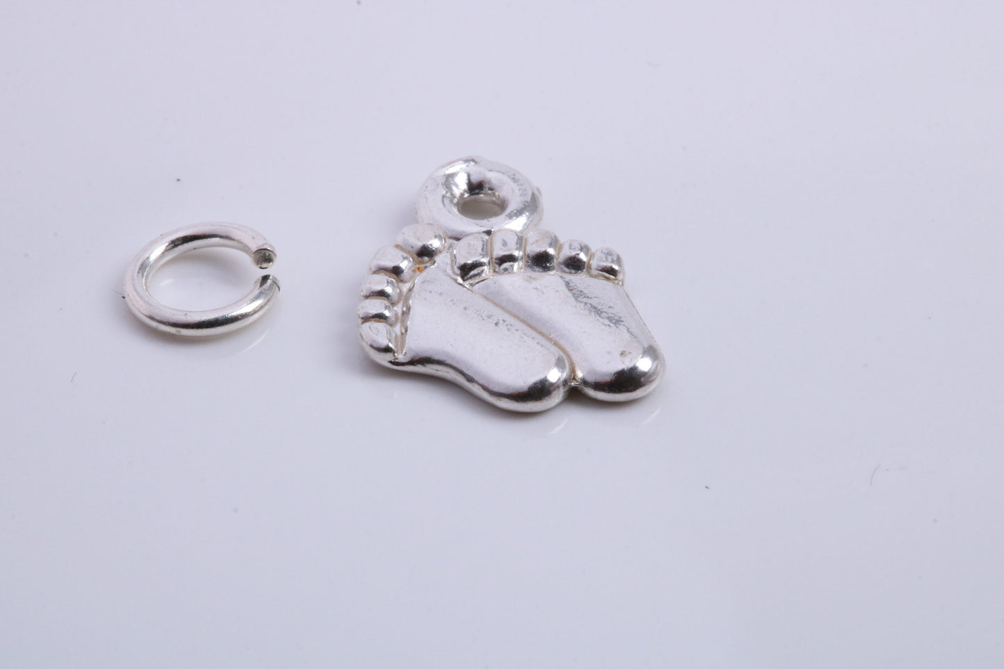 Feets Charm, Traditional Charm, Made from Solid 925 Grade Sterling Silver, Complete with Attachment Link