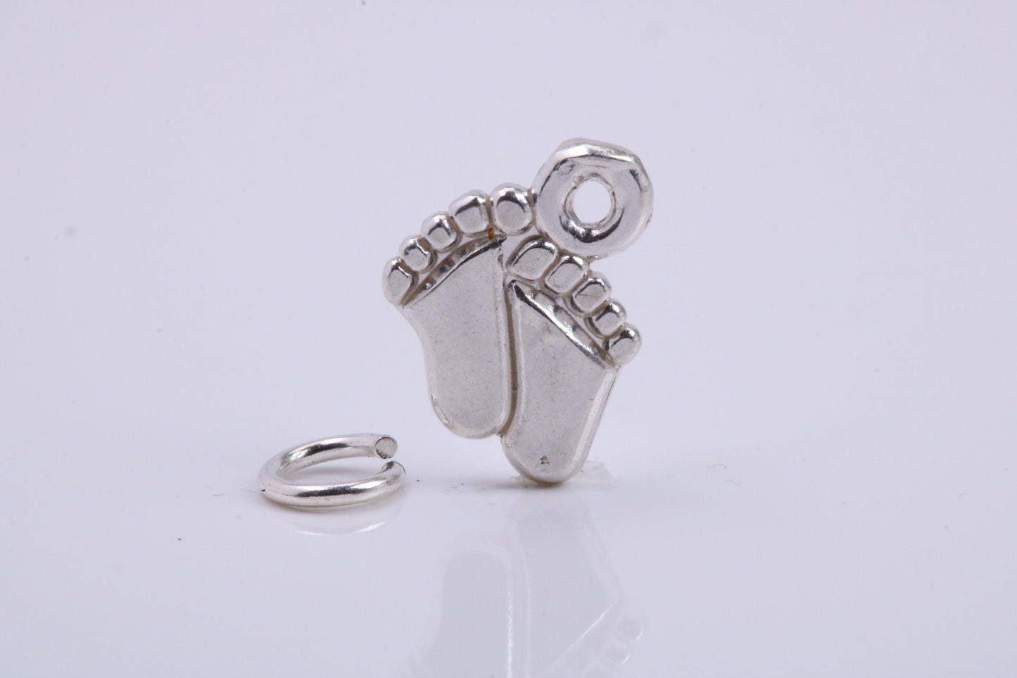 Feets Charm, Traditional Charm, Made from Solid 925 Grade Sterling Silver, Complete with Attachment Link