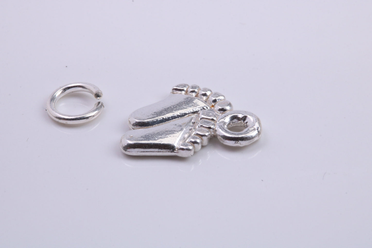Feets Charm, Traditional Charm, Made from Solid 925 Grade Sterling Silver, Complete with Attachment Link