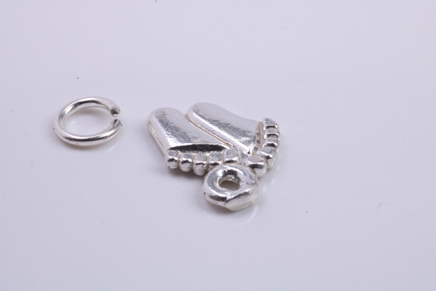 Feets Charm, Traditional Charm, Made from Solid 925 Grade Sterling Silver, Complete with Attachment Link
