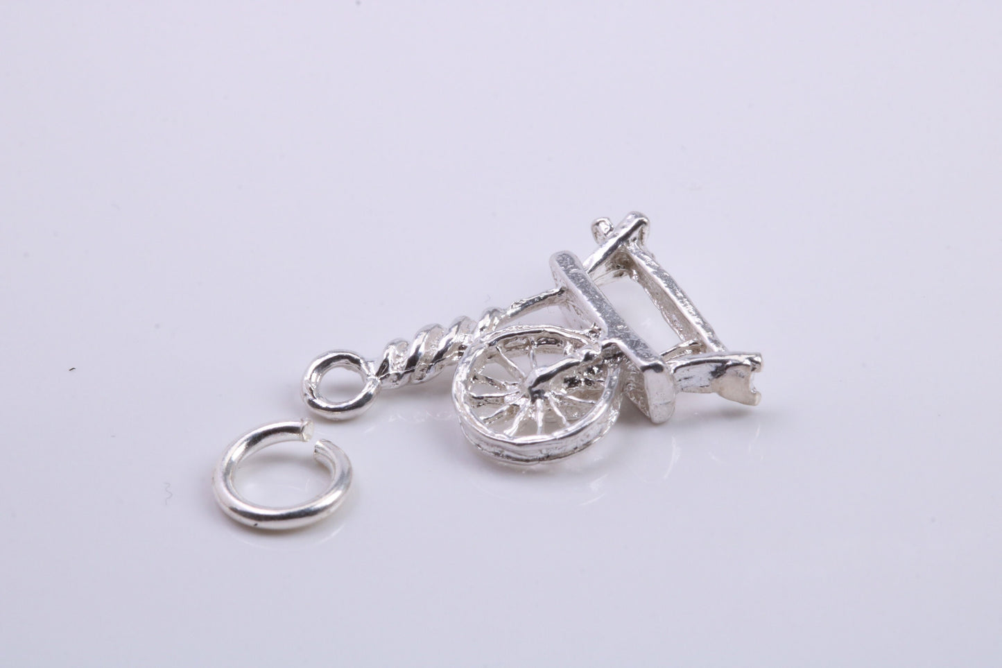 Yarn Spinning Wheel Charm, Traditional Charm, Made from Solid 925 Grade Sterling Silver, Complete with Attachment Link
