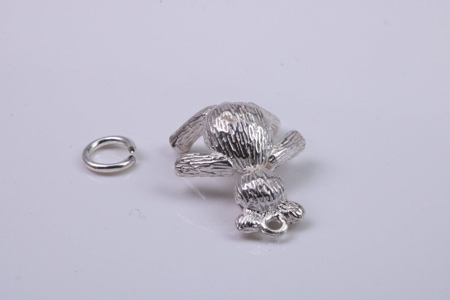 Teddy Bear Charm, Traditional Charm, Made from Solid 925 Grade Sterling Silver, Complete with Attachment Link