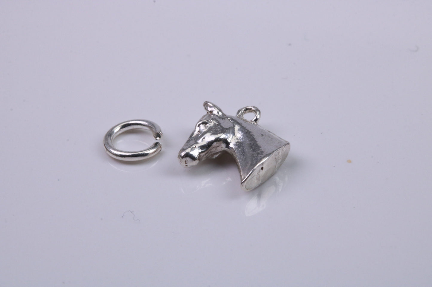Horse Head Charm, Traditional Charm, Made from Solid 925 Grade Sterling Silver, Complete with Attachment Link