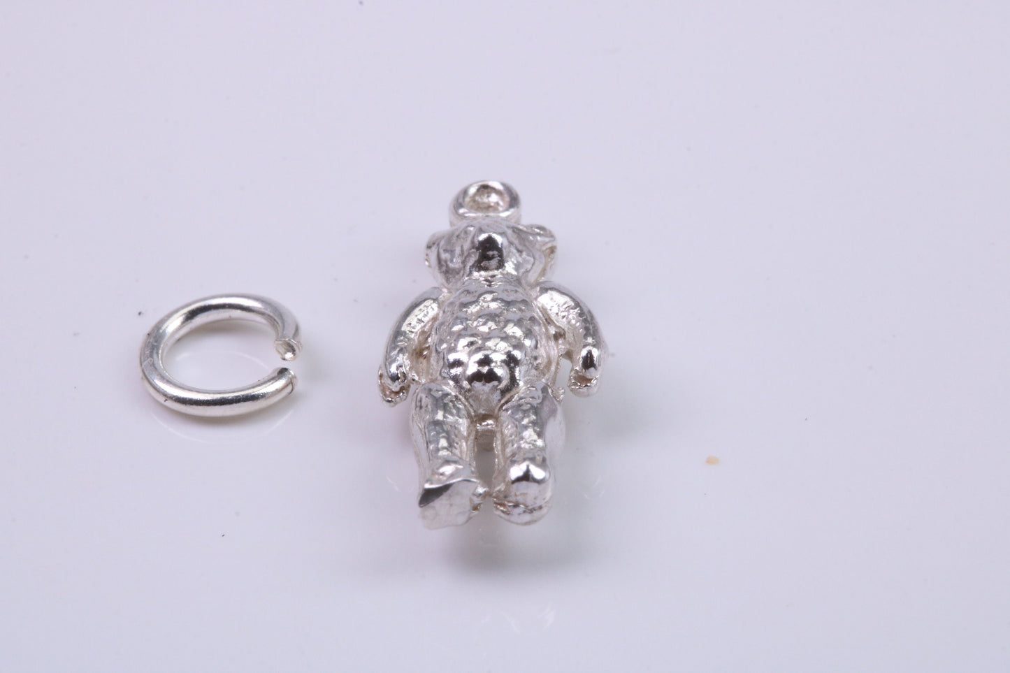 Teddy Bear Charm, Traditional Charm, Made from Solid 925 Grade Sterling Silver, Complete with Attachment Link