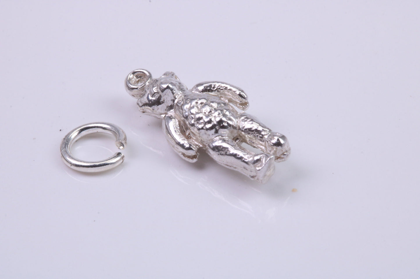 Teddy Bear Charm, Traditional Charm, Made from Solid 925 Grade Sterling Silver, Complete with Attachment Link