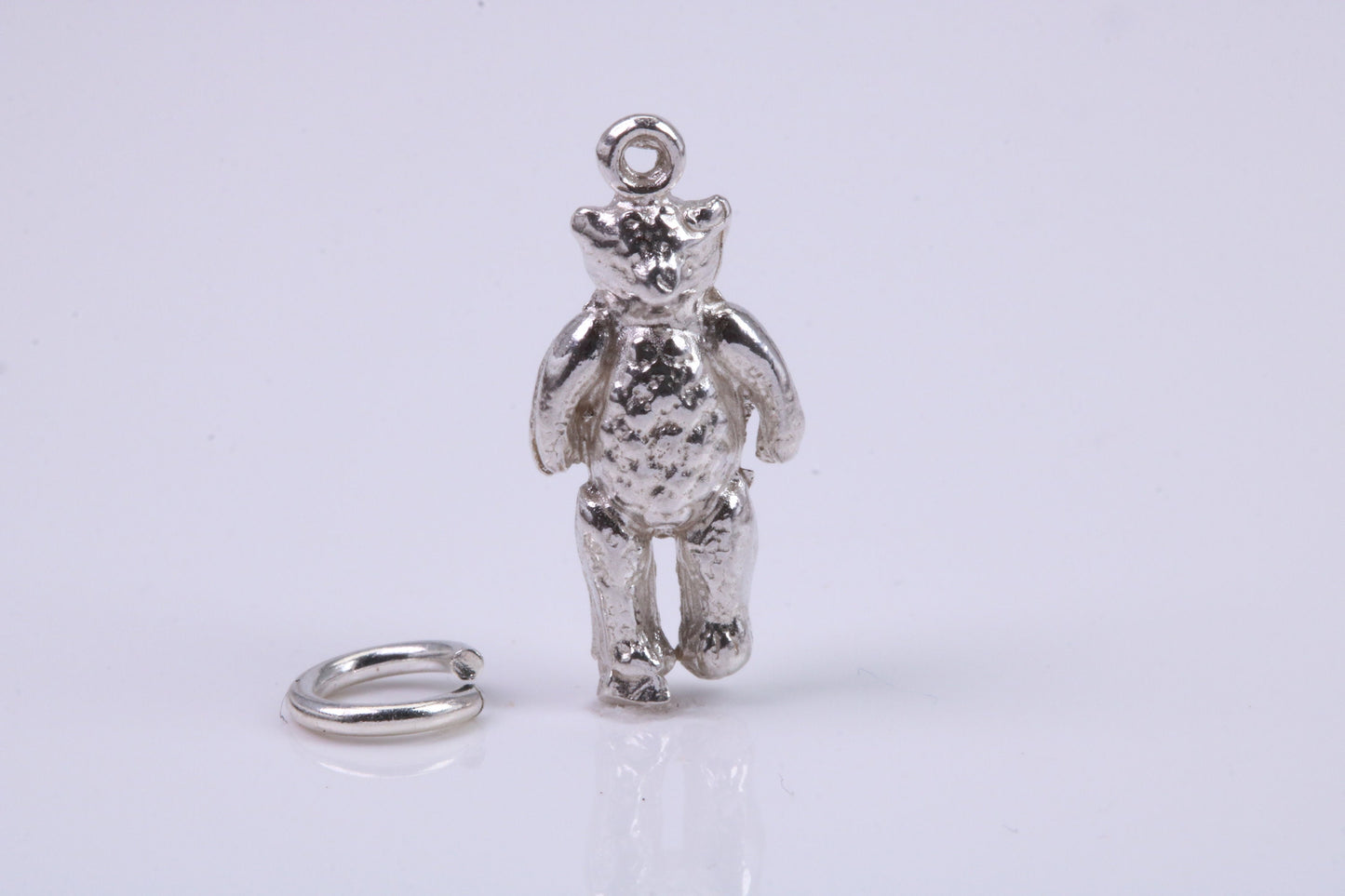 Teddy Bear Charm, Traditional Charm, Made from Solid 925 Grade Sterling Silver, Complete with Attachment Link