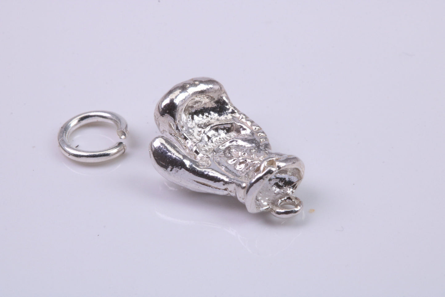 Boxing Glove Charm, Traditional Charm, Made from Solid 925 Grade Sterling Silver, Complete with Attachment Link