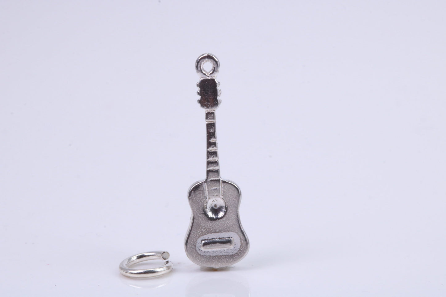 Guitar Charm, Traditional Charm, Made from Solid 925 Grade Sterling Silver, Complete with Attachment Link