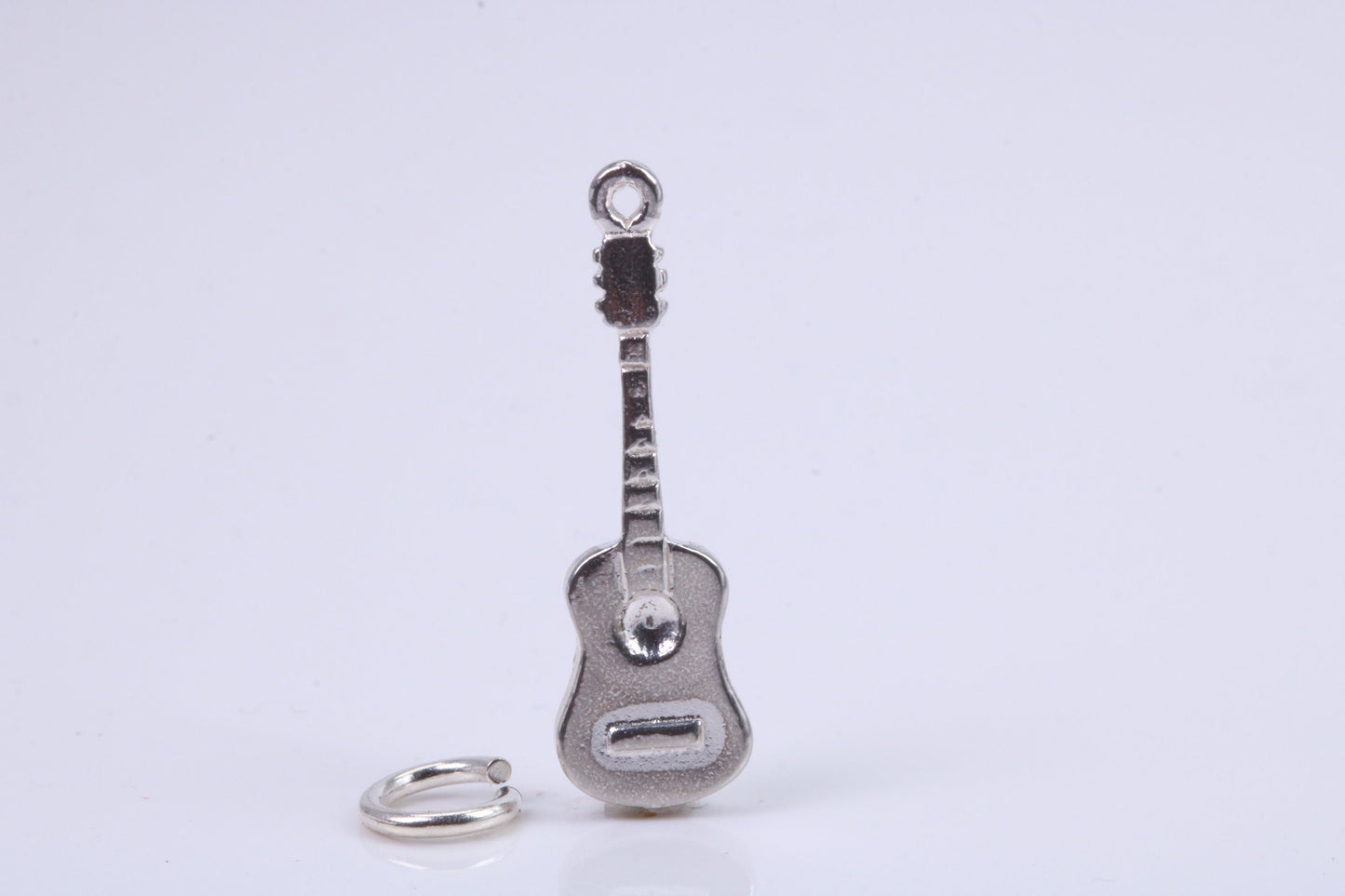 Guitar Charm, Traditional Charm, Made from Solid 925 Grade Sterling Silver, Complete with Attachment Link